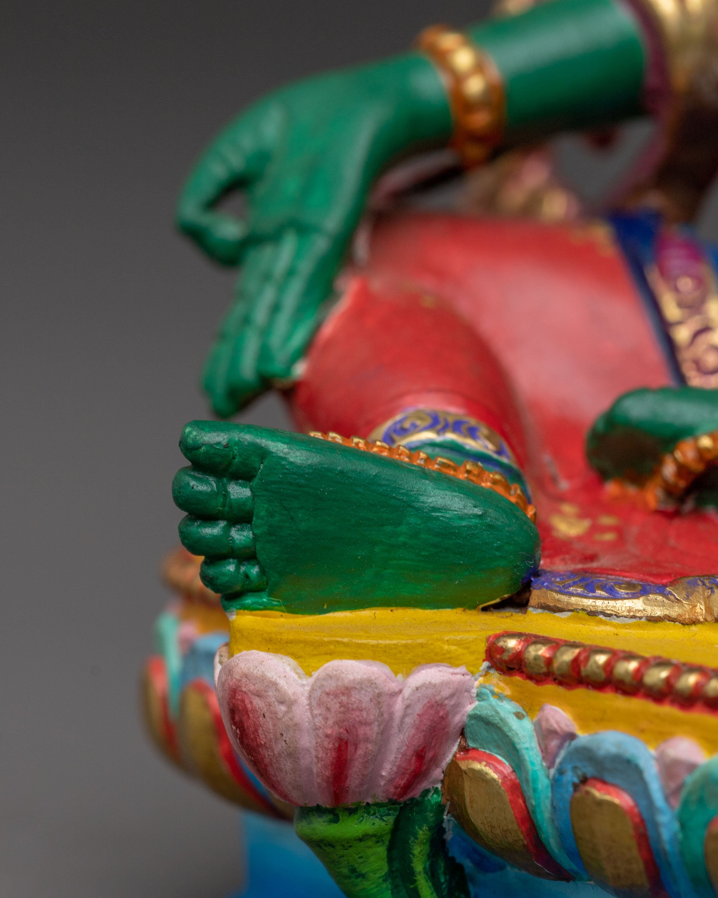 Handmade Green Tara Golden Sculpture | Female Bodhisattva of Compassion