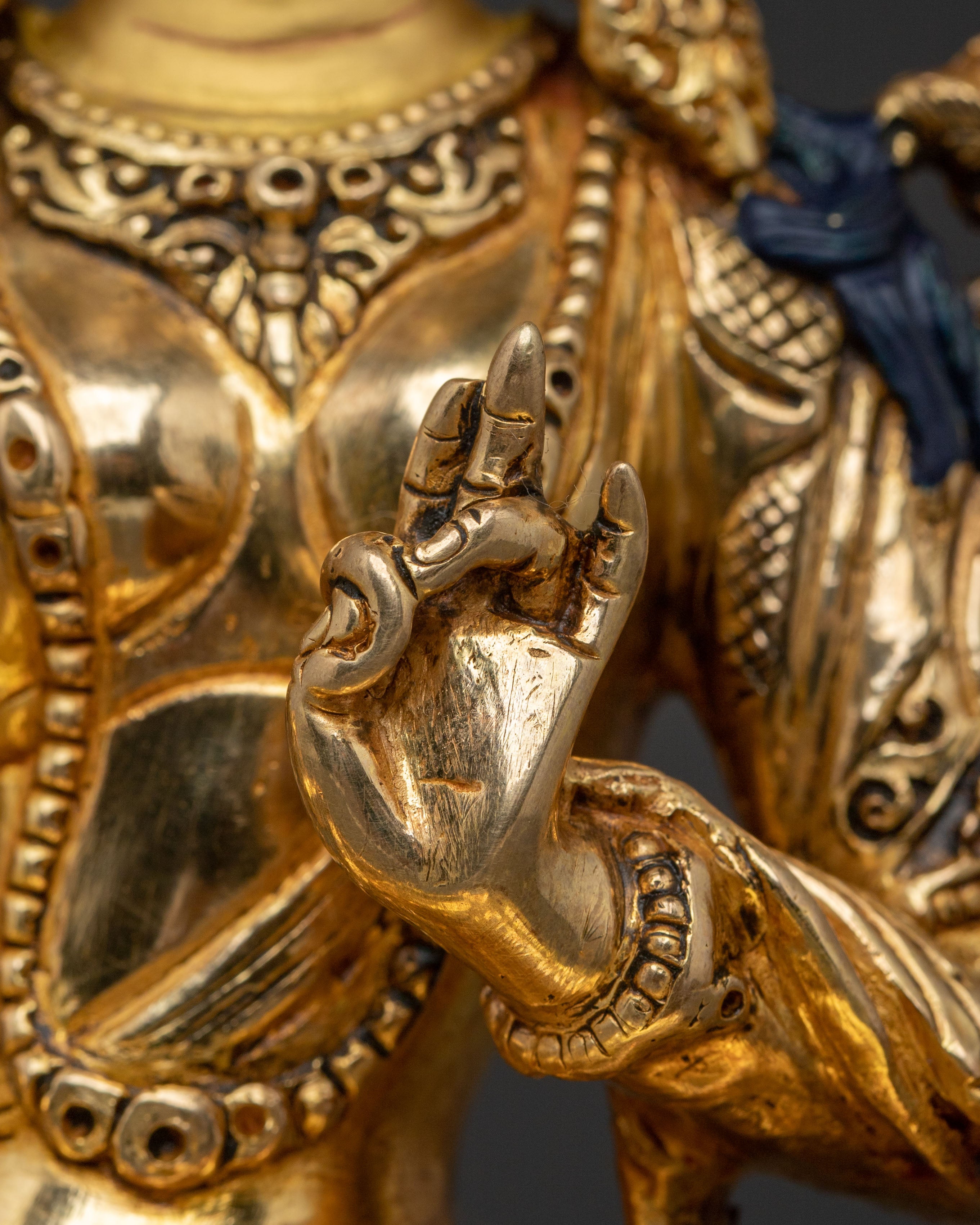 Green Tara Mother of Compassion Statue: 24K Gold Gilded