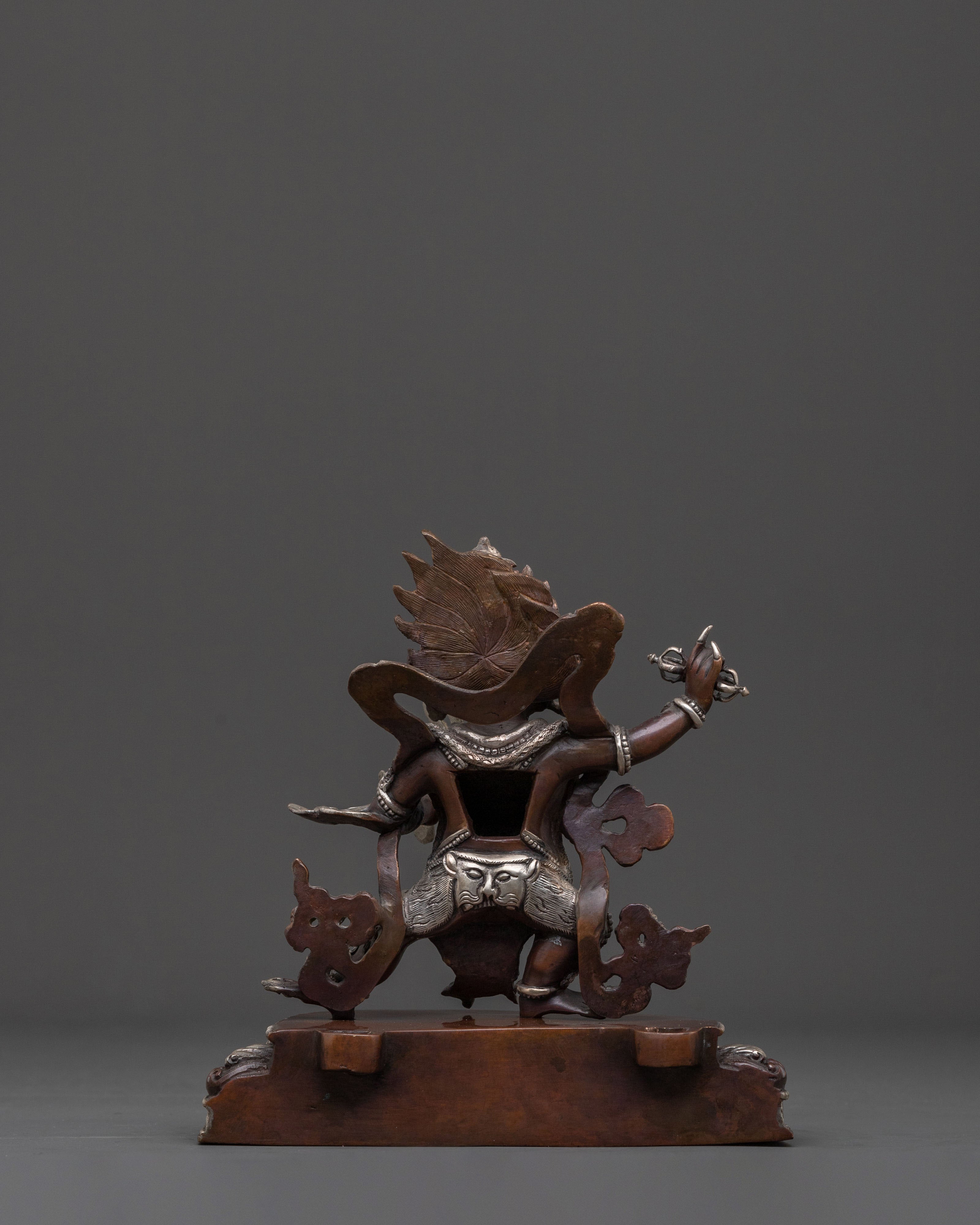 Vajrapani Himalayan Statue in Oxidized Copper and Silver