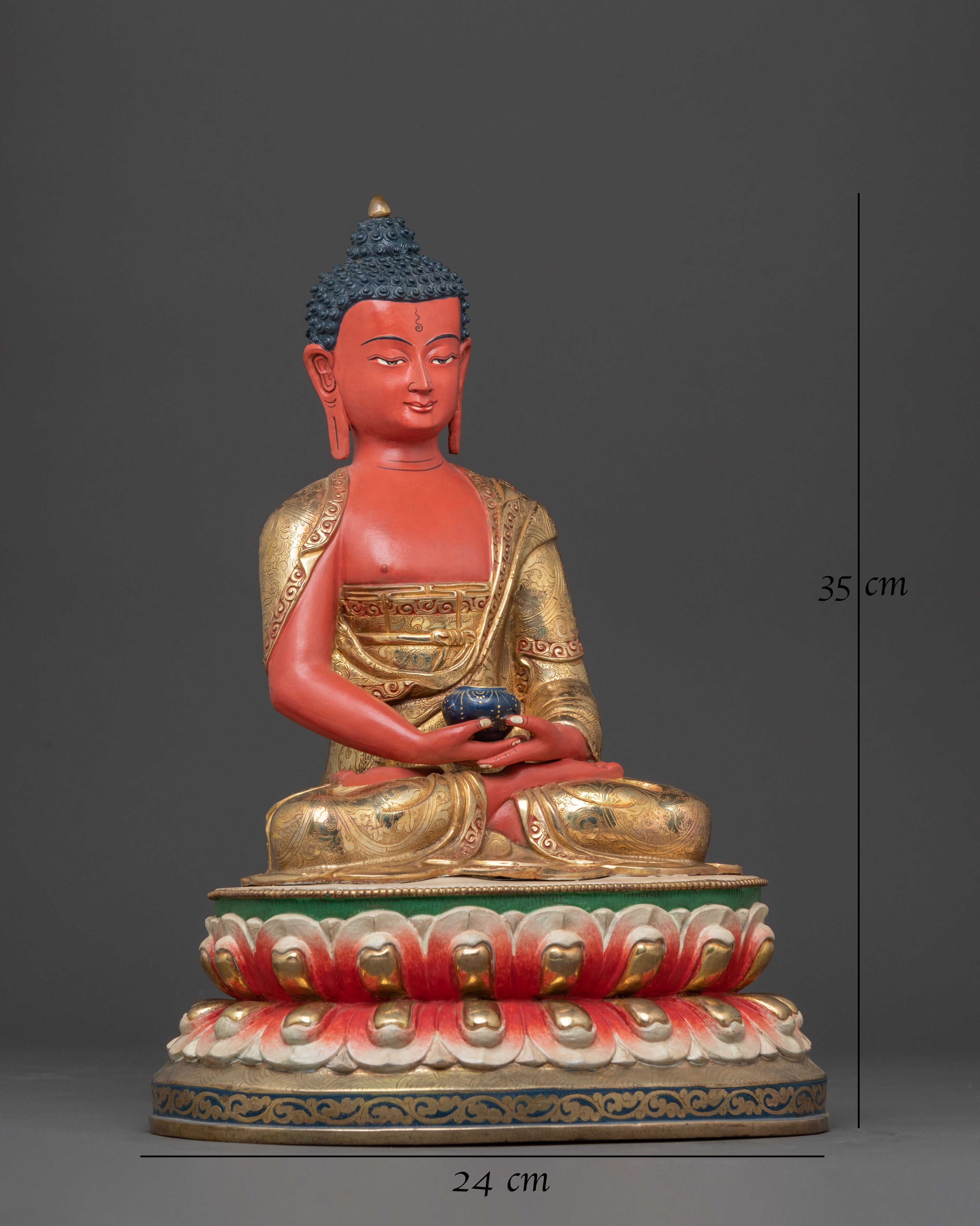 Handcrafted Copper Statue of Amitabha Buddha: Serene Devotional Art