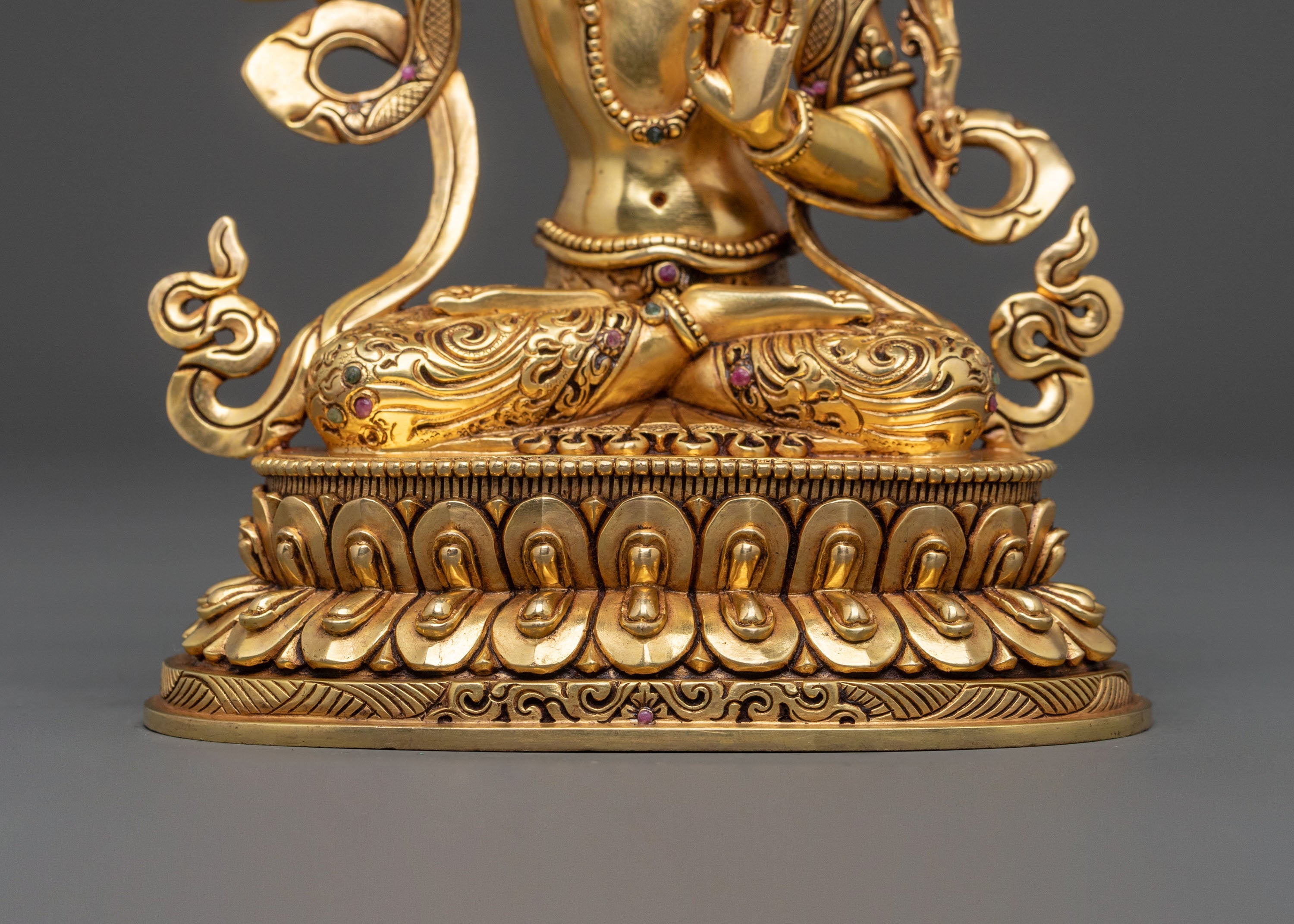 Manjushri Traditional Figurine | 24K Gilded Copper