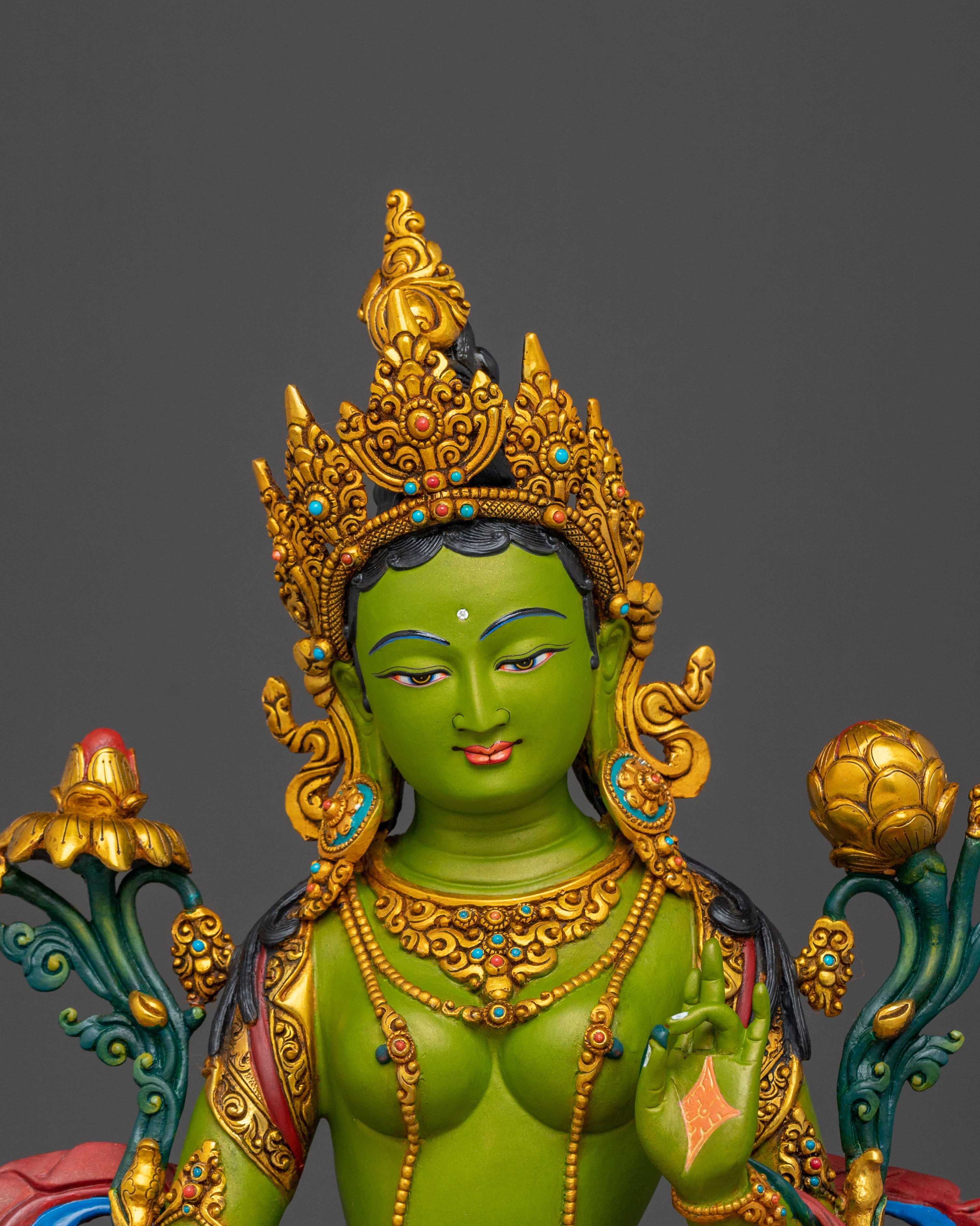 Handcrafted Green Tara Spiritual Statue | Home Decor