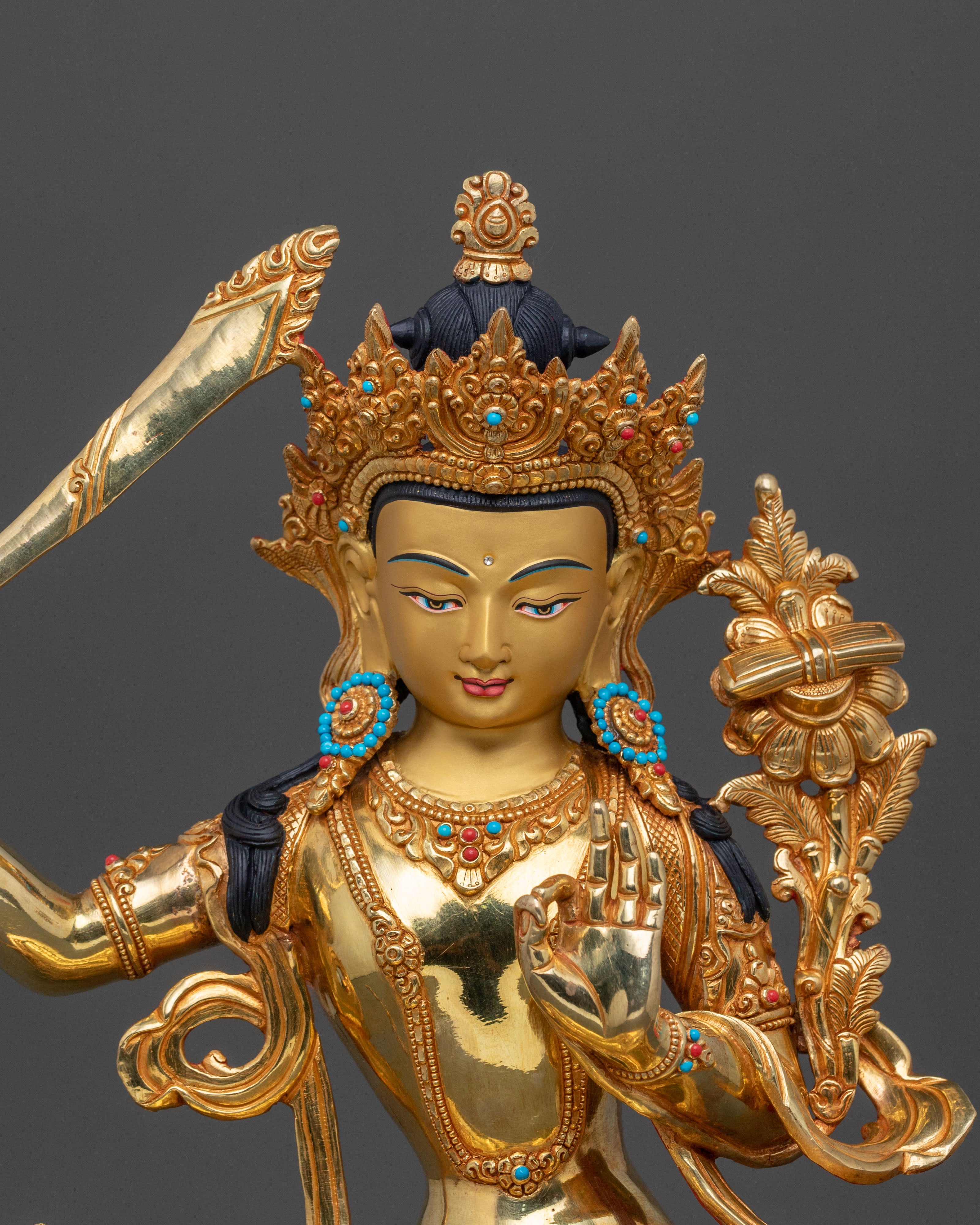 Sacred Manjushri Statue for Meditation | Buddhist Altar Sculpture