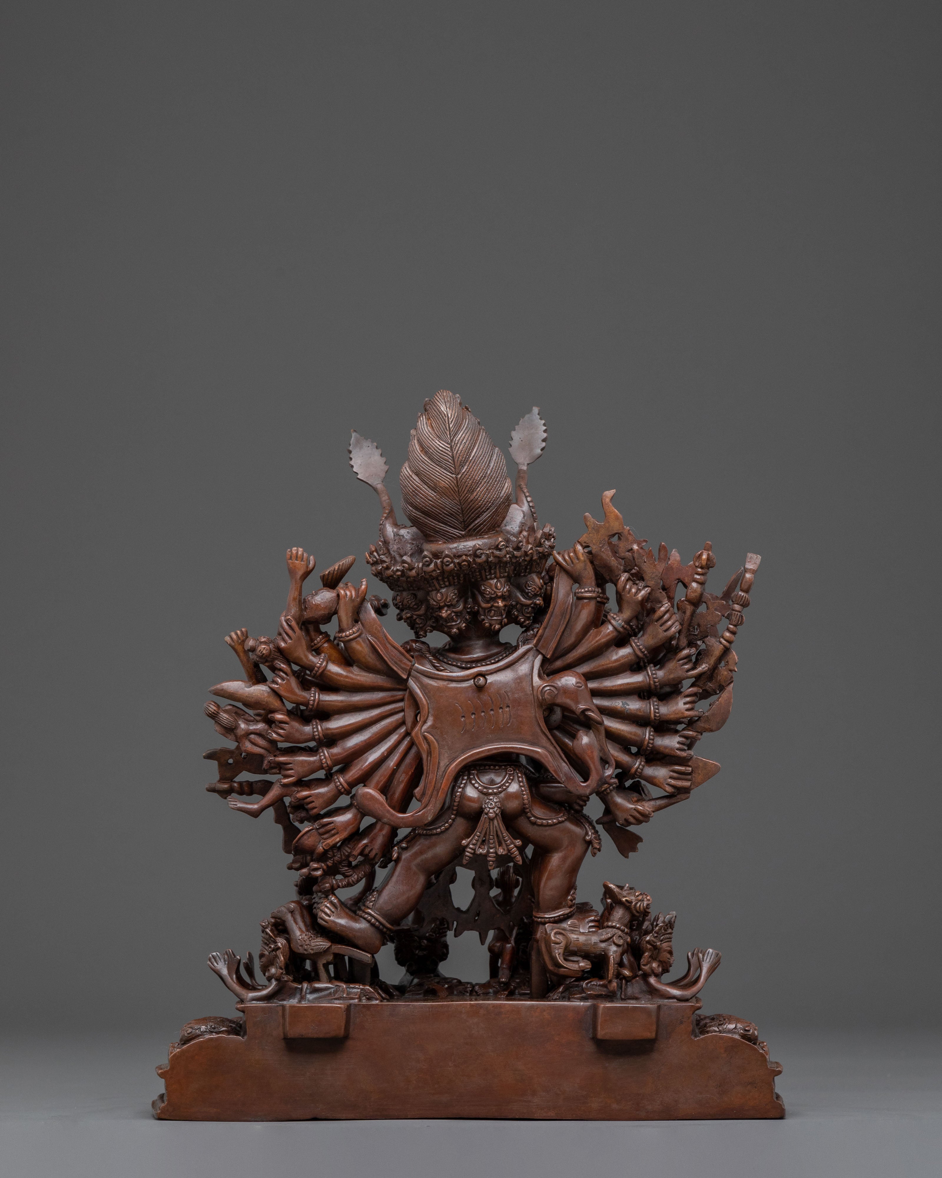 Yamantaka Sacred Statue - Oxidized Copper Art