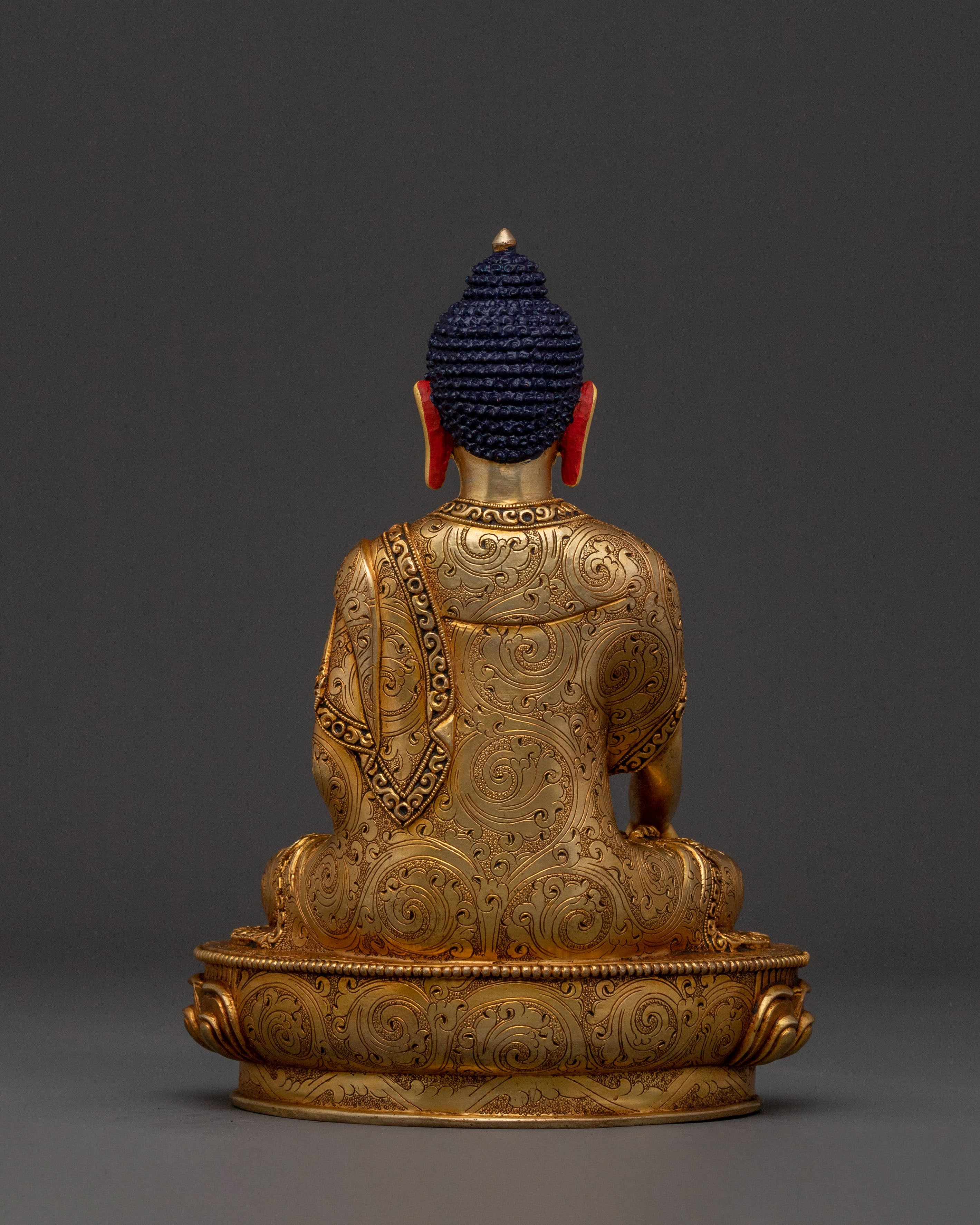 Shakyamuni Buddha Statue: 24K Gold Gilded Copper Rupa