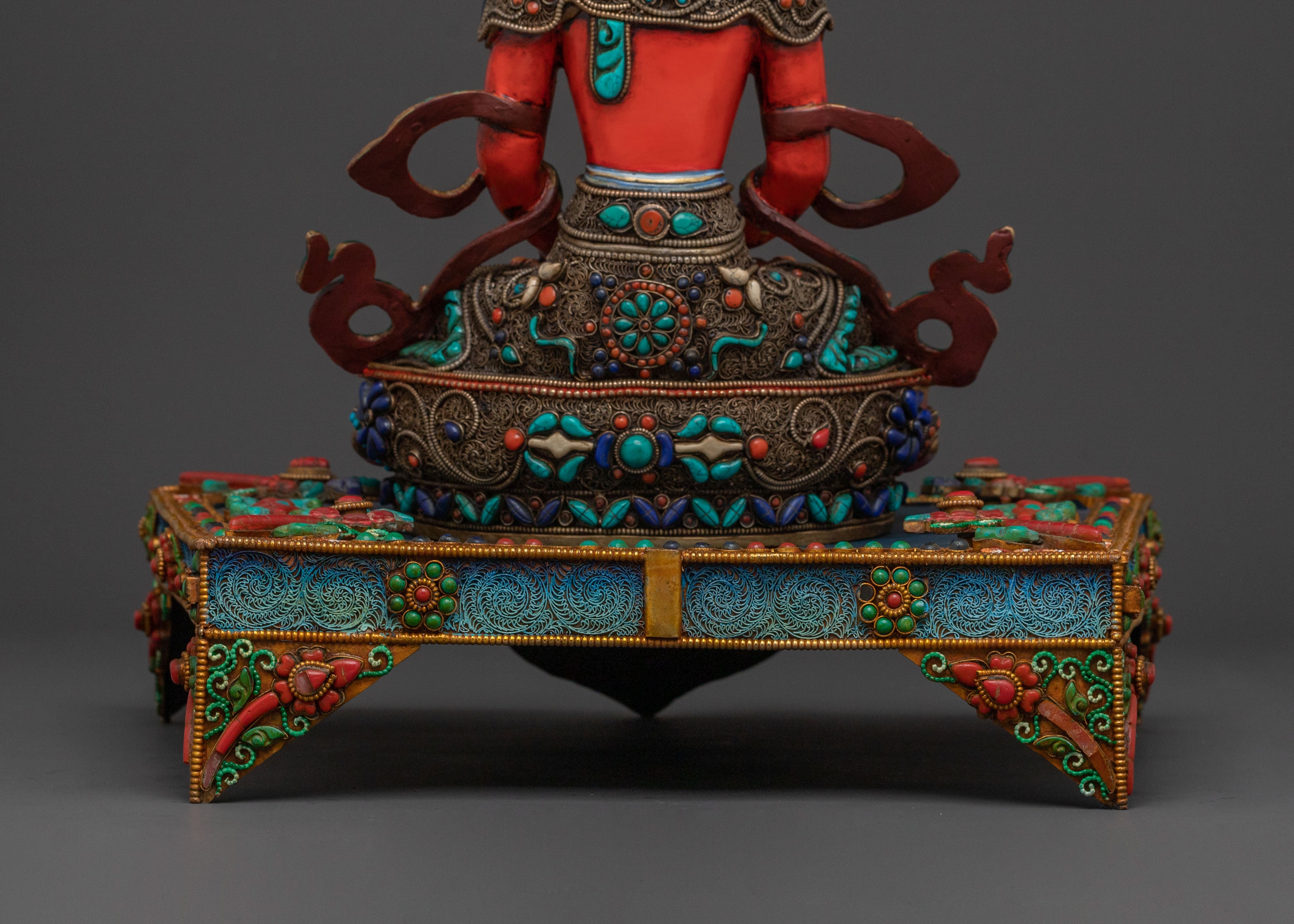 Buddhist Statue of Amitayus Sitting On A Throne