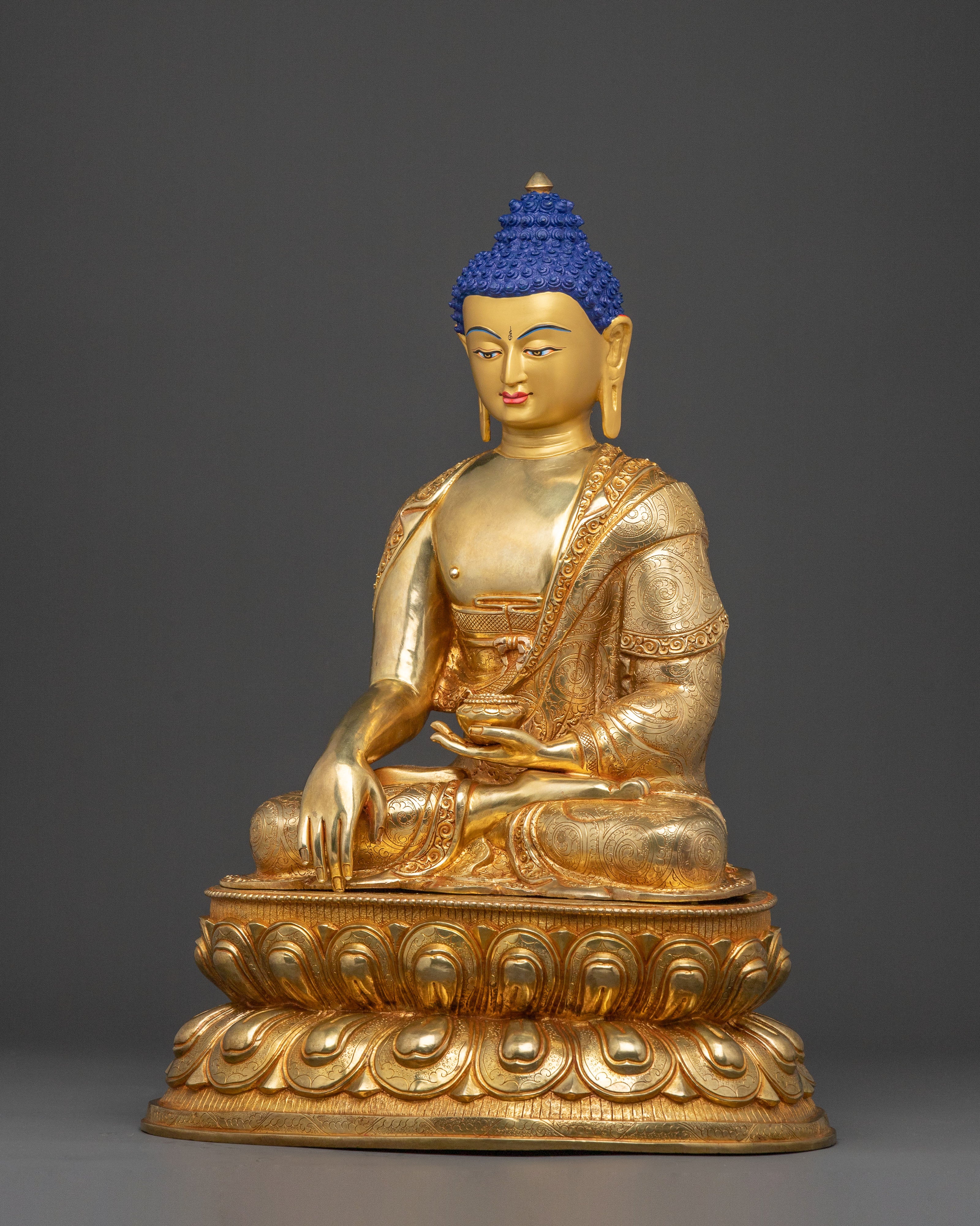 Golden Shakyamuni Buddha Sacred Statue | 24k Gold Glided