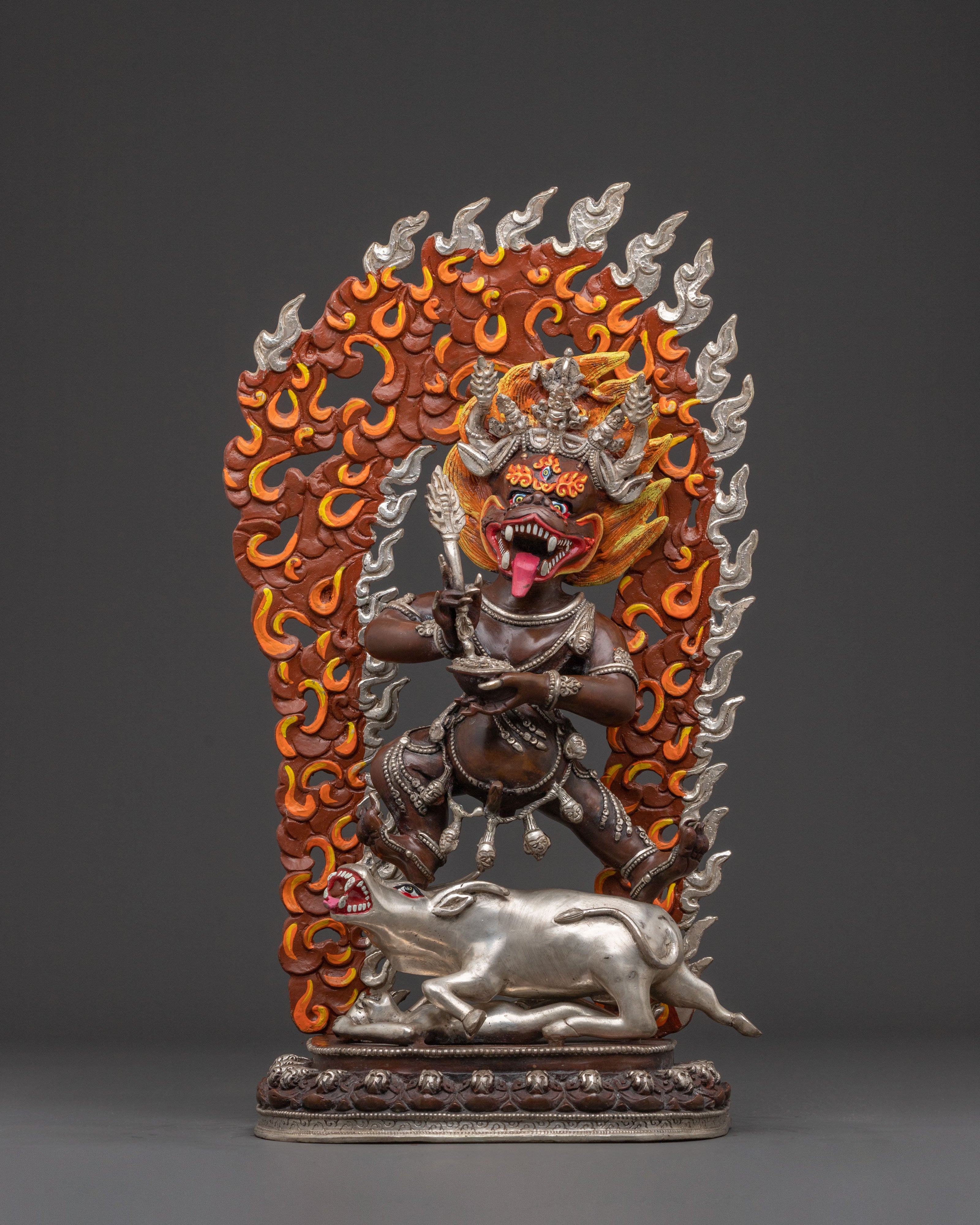 Yama Dharmaraja Sacred Copper Statue: Oxidized Artistry
