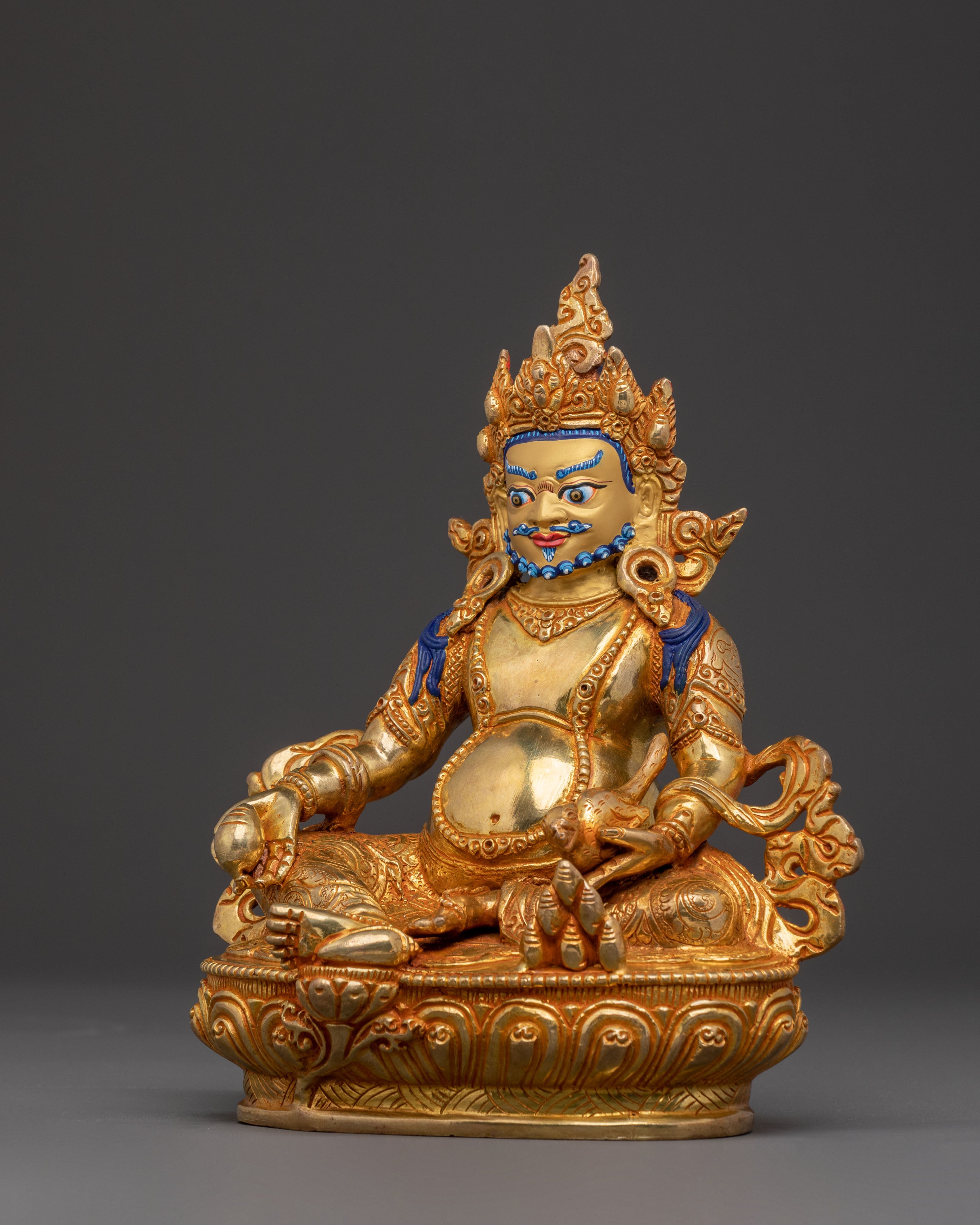 Handcrafted Dzambhala Spiritual Statue – 24K Gold Gilded Art