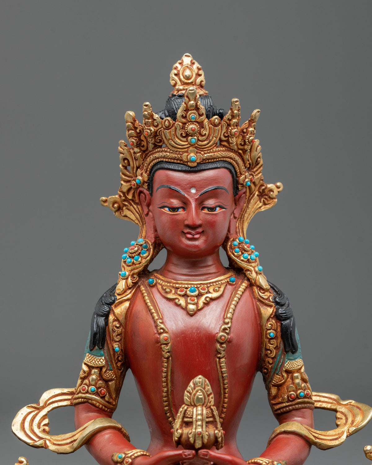 24K Gold Gilded Copper Amitayus Statue | Buddha of Longevity