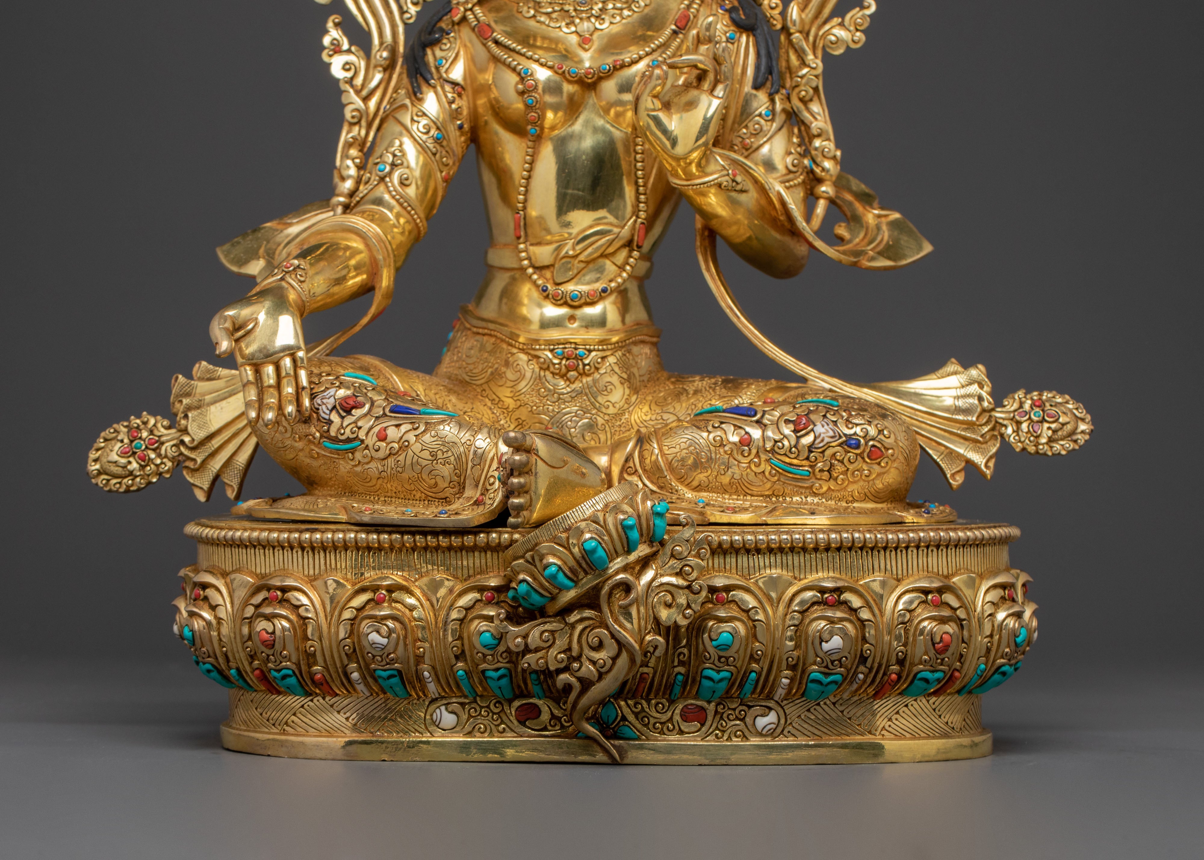 Sacred Compassion Green Tara Statue – Hand-Gilded Art