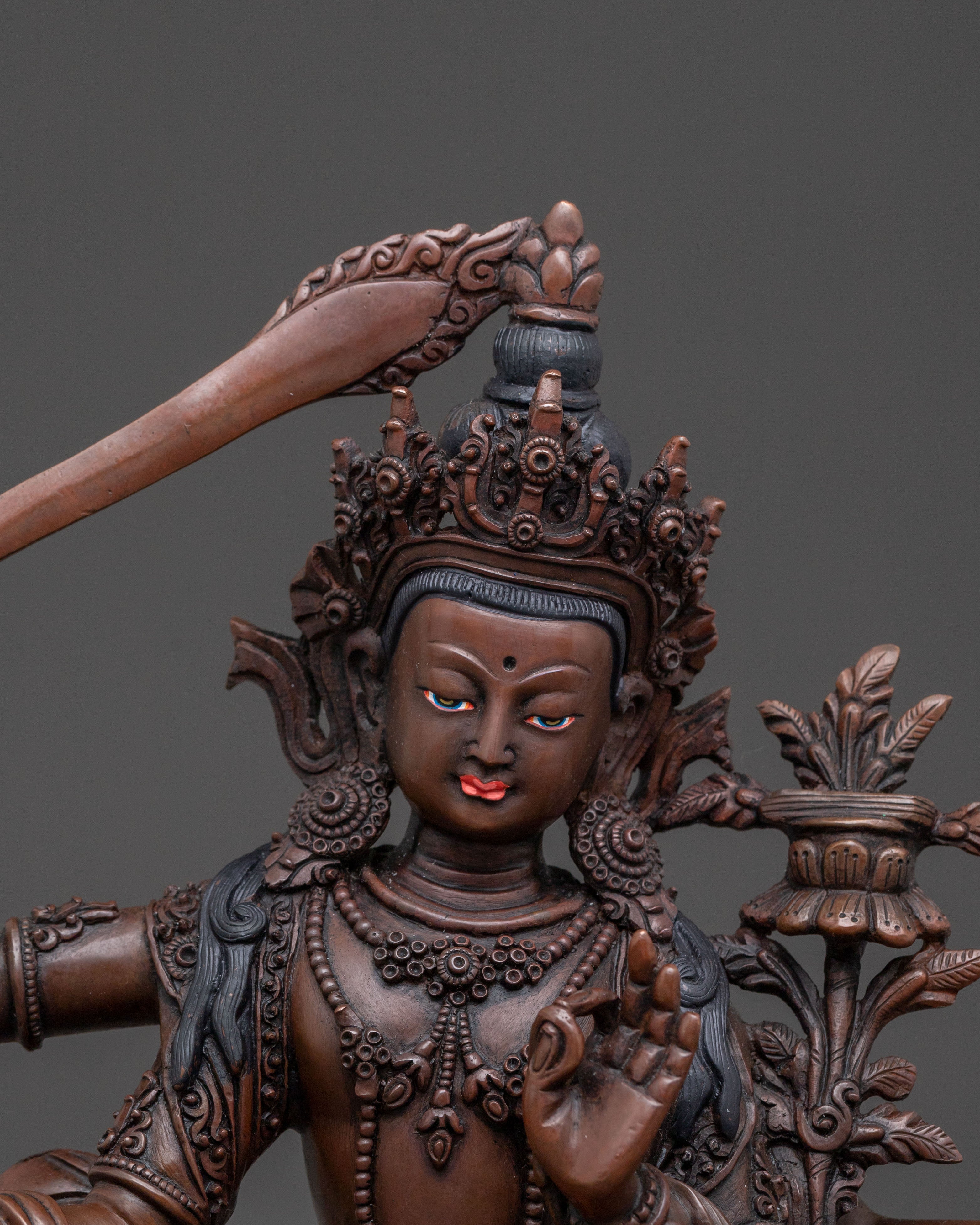Maha Manjushri Statue – Oxidized Copper Art