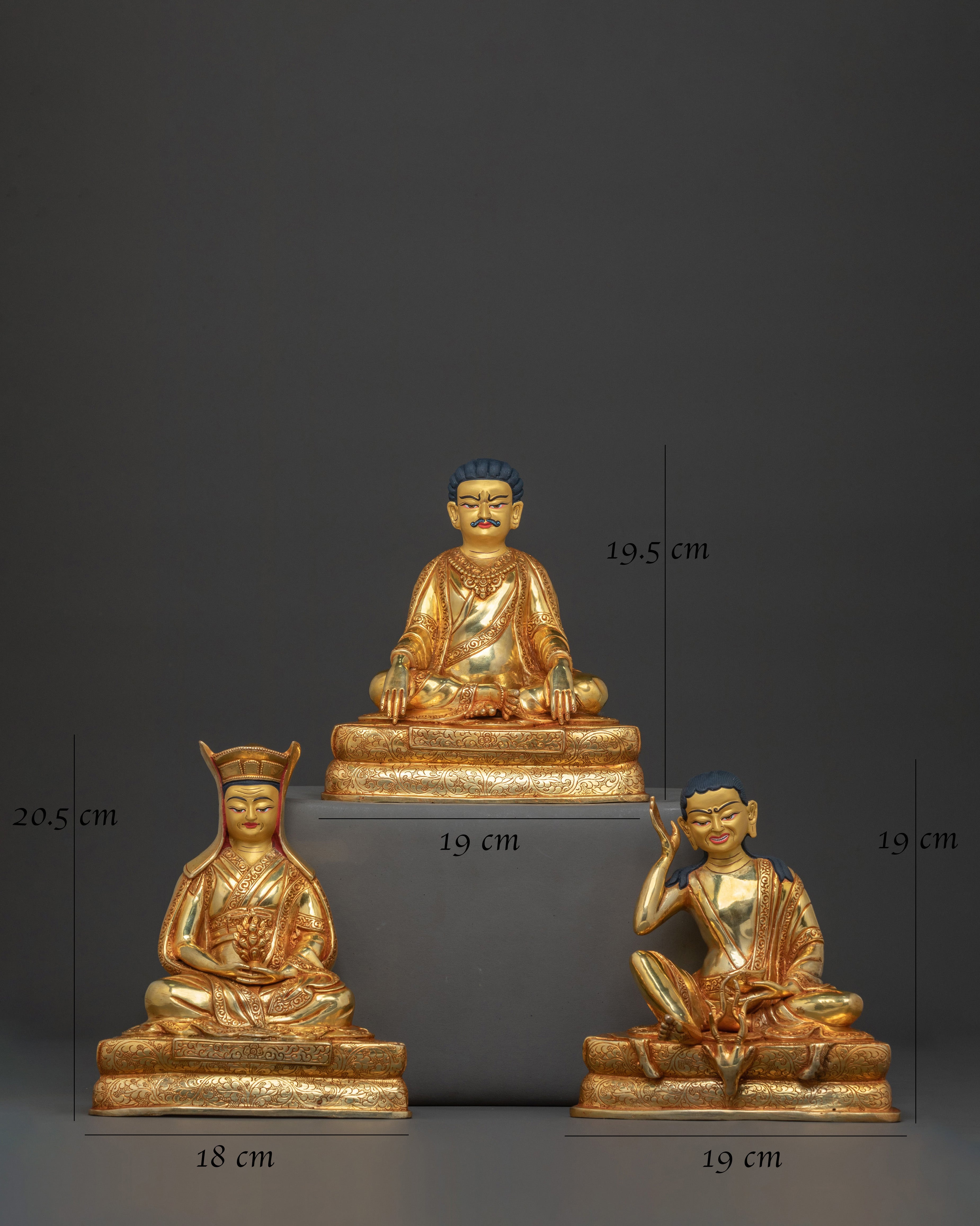 Handcrafted Kagyu Master Statue Set | Divine Figures