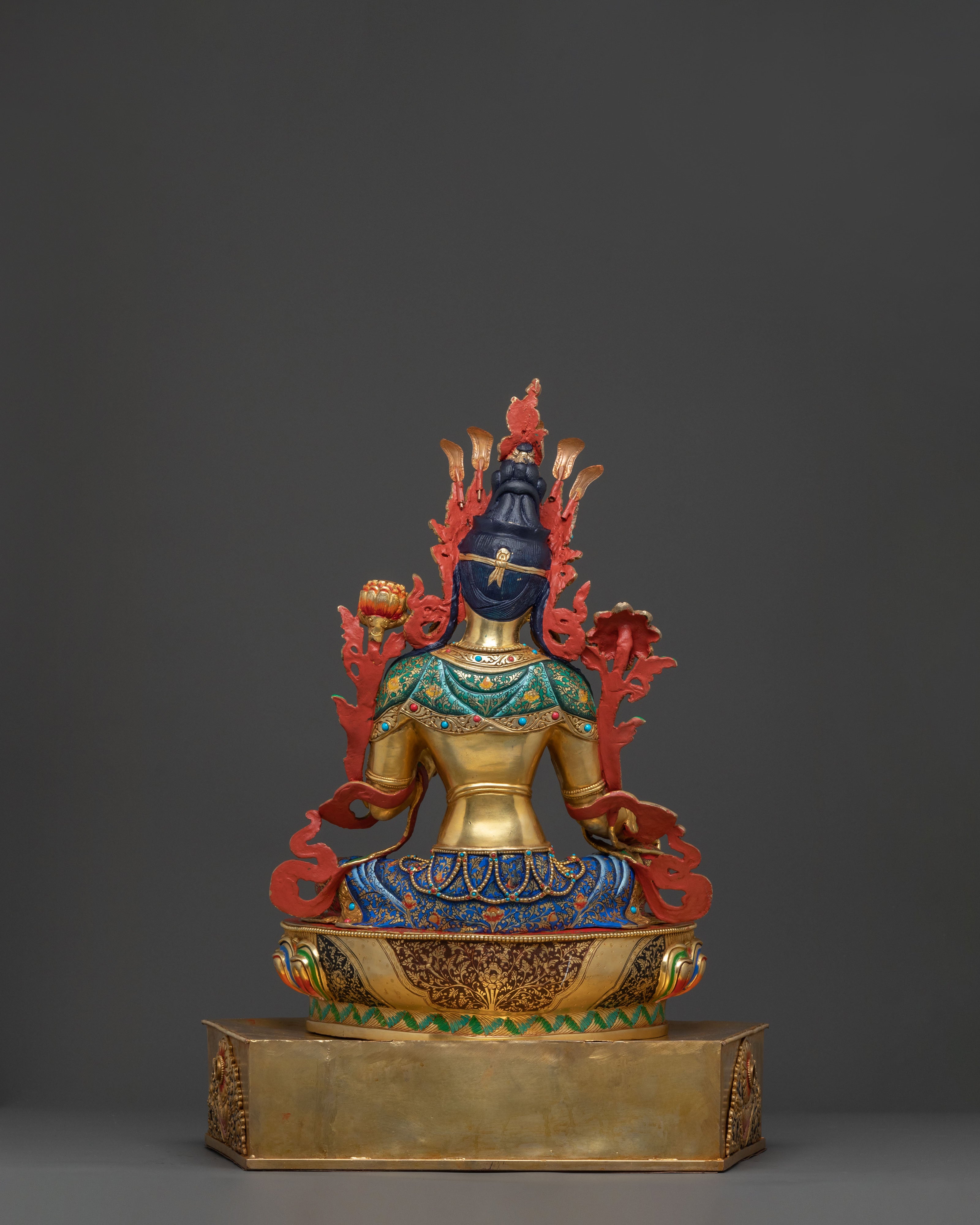 Green Tara Sculpture on Throne | Goddess of Compassion