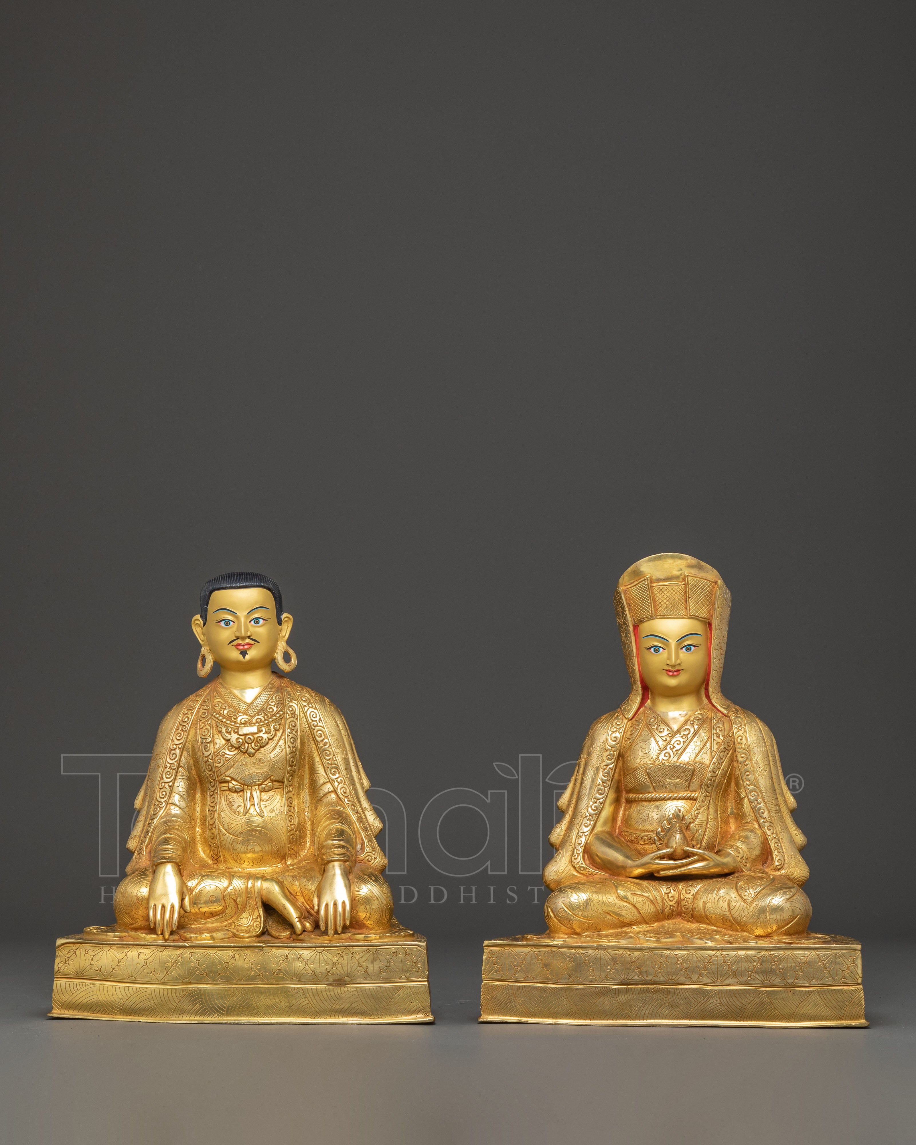 Marpha and Gompopa Statue Set | Revered Kagyu Masters