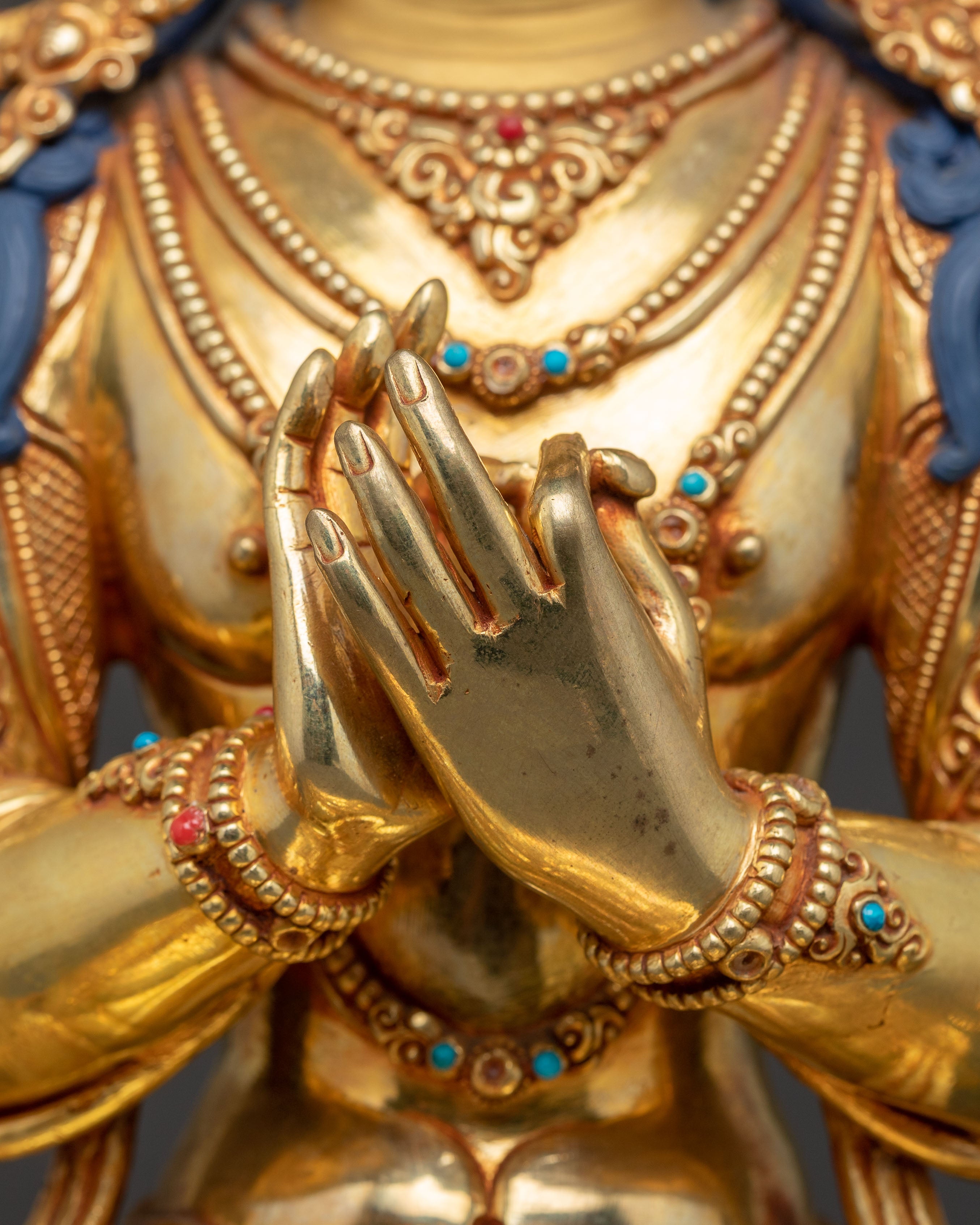 Bodhisattva Tikshna Manjushri Golden Statue | Traditional Himalayan Sculpture