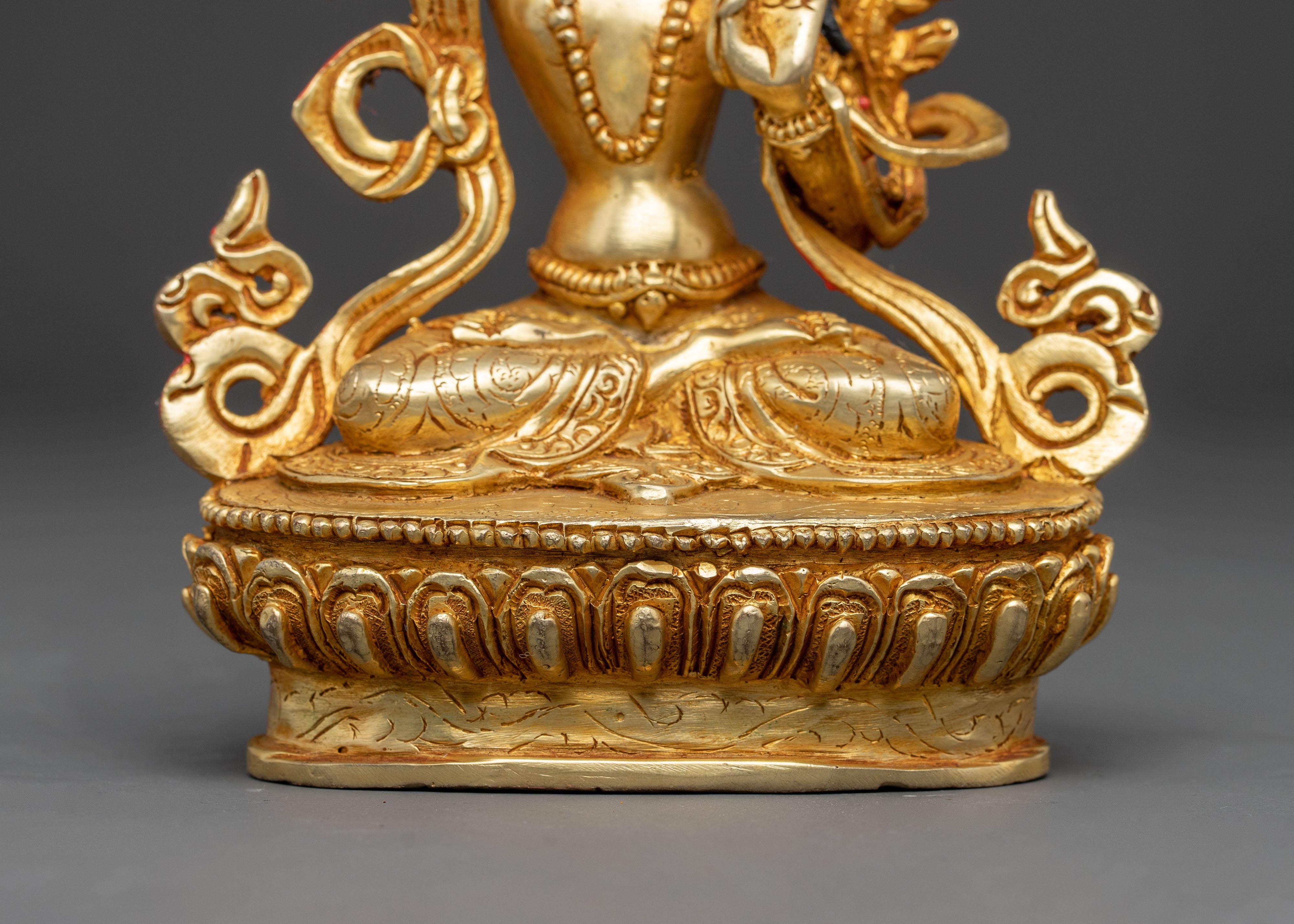 Bodhisatttva Manjushri Handcrafted Statue | 24k Gold Gilded Himalayan Sculpture