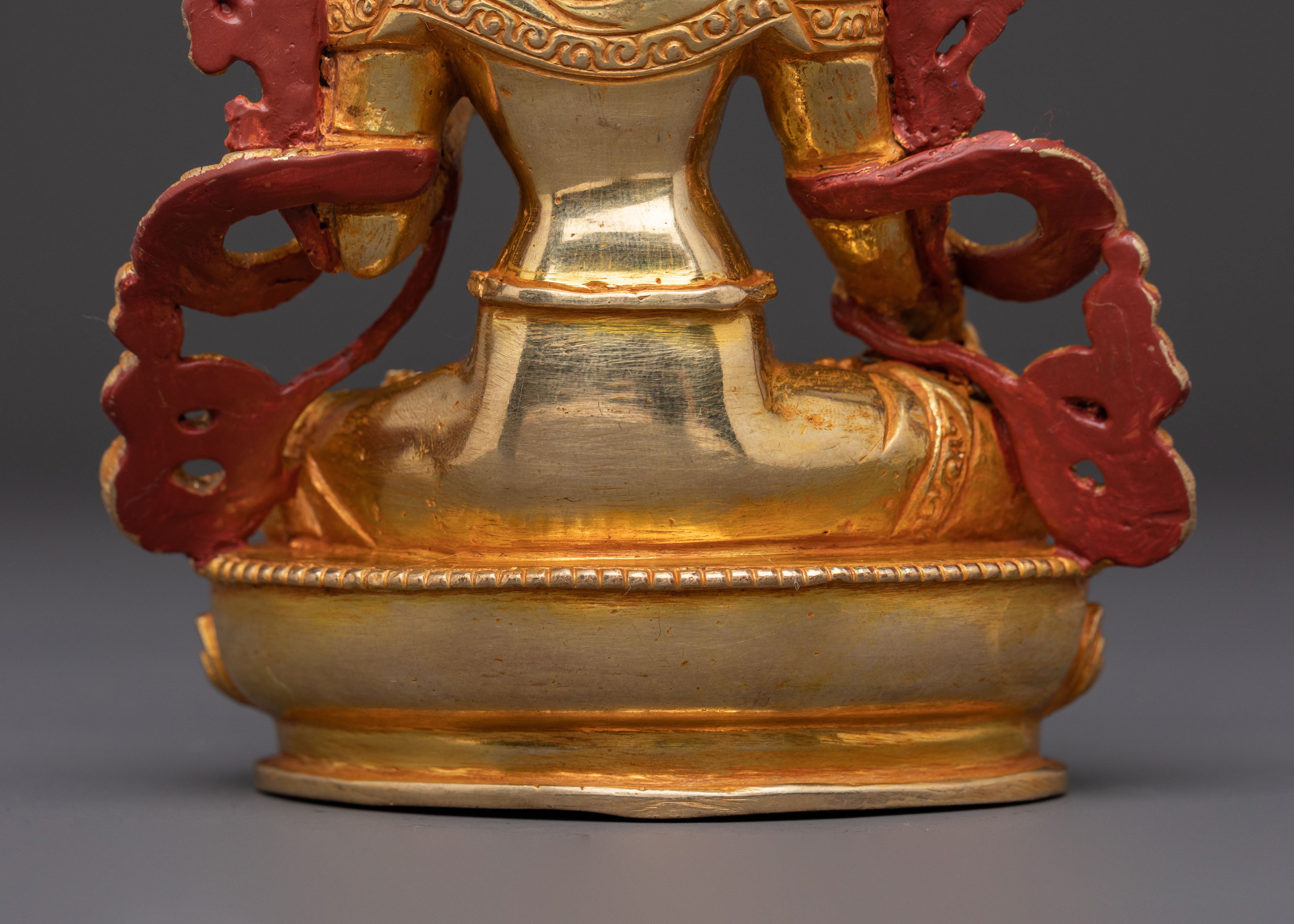 White Tara Traditional Statue – Gilded Copper & Gemstone Art