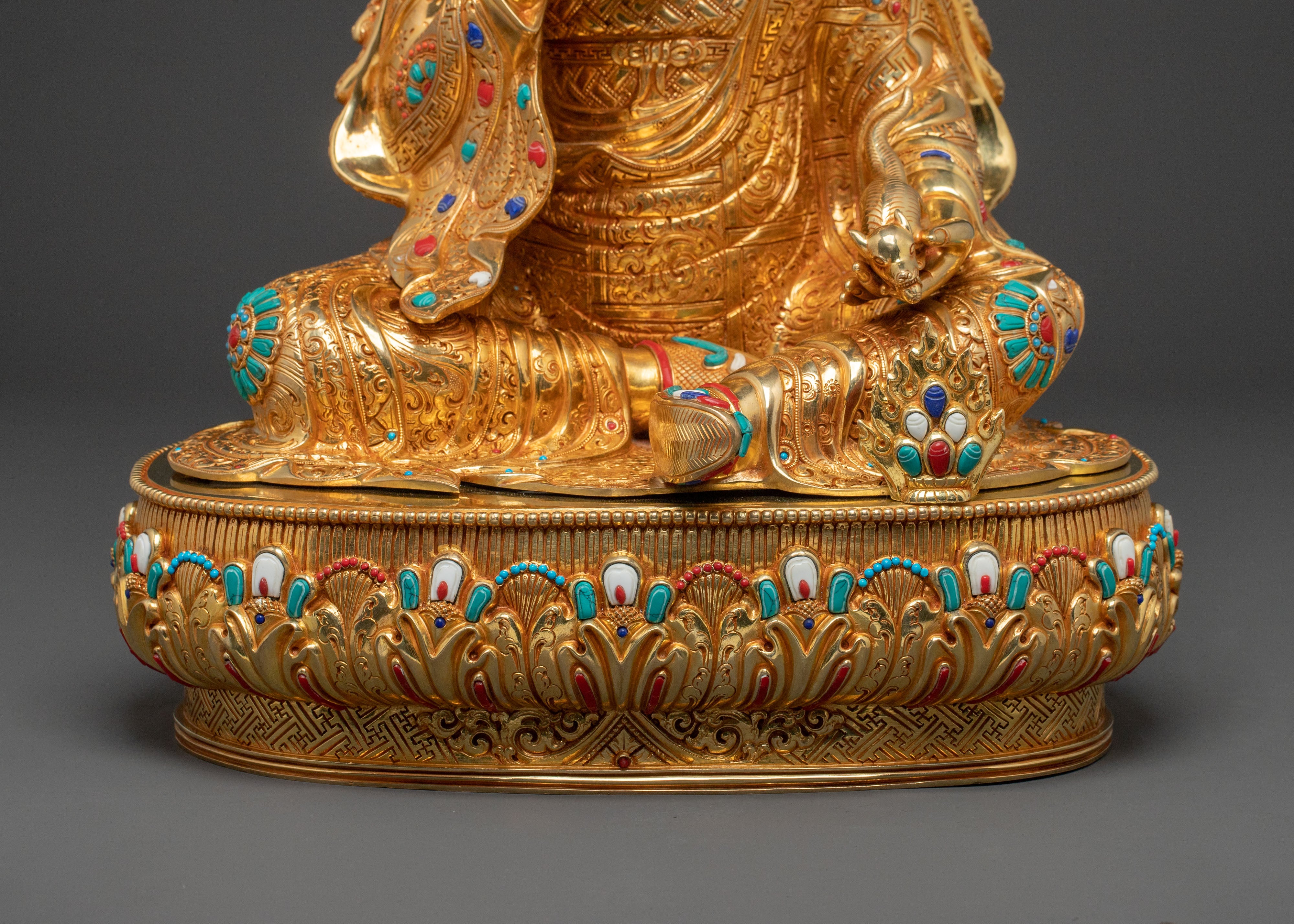 Guru Norla Statue | 24K Gold Gilded Buddhist Master