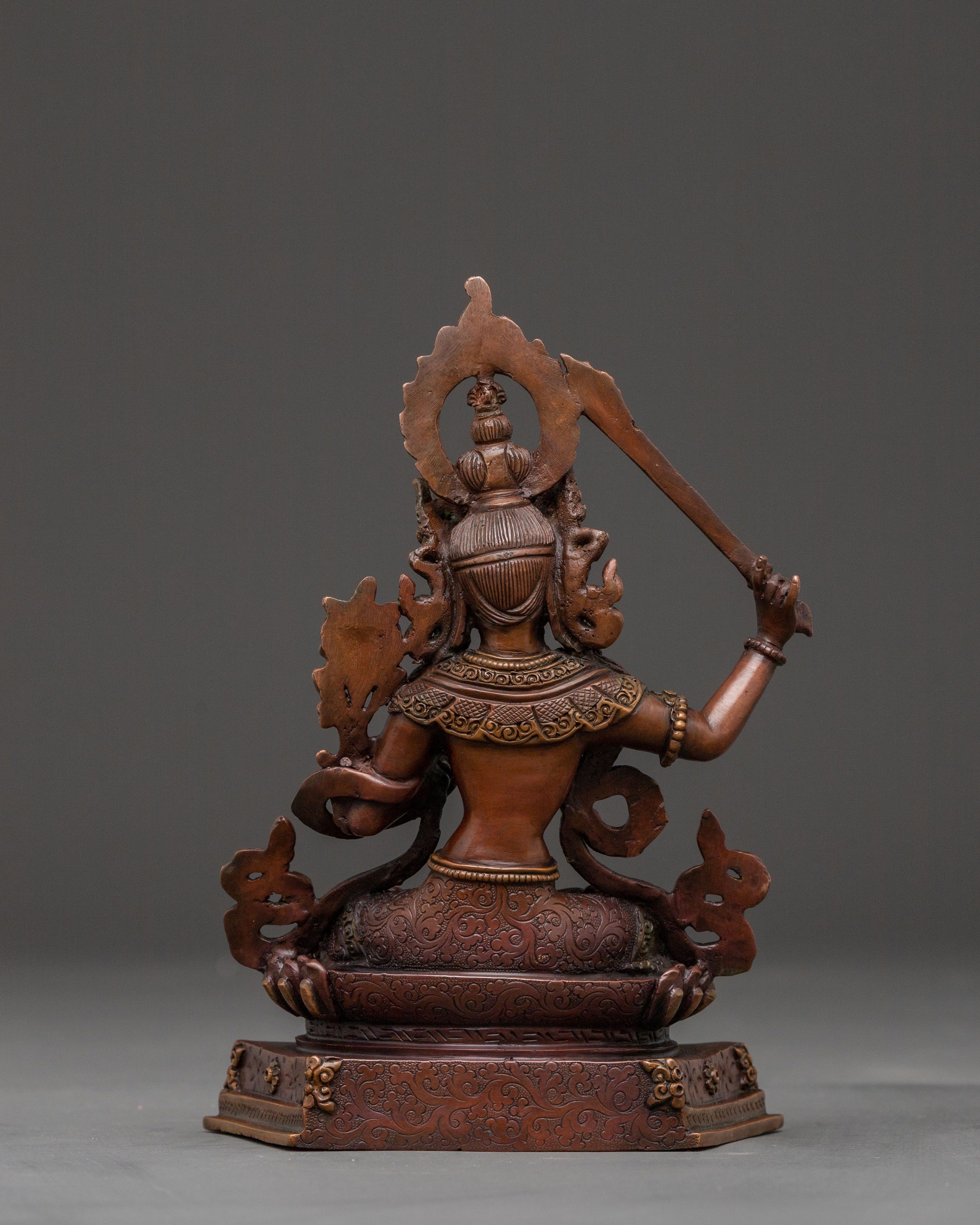 Tibetan Manjushri Handcrafted Statue - Oxidized Copper Statue