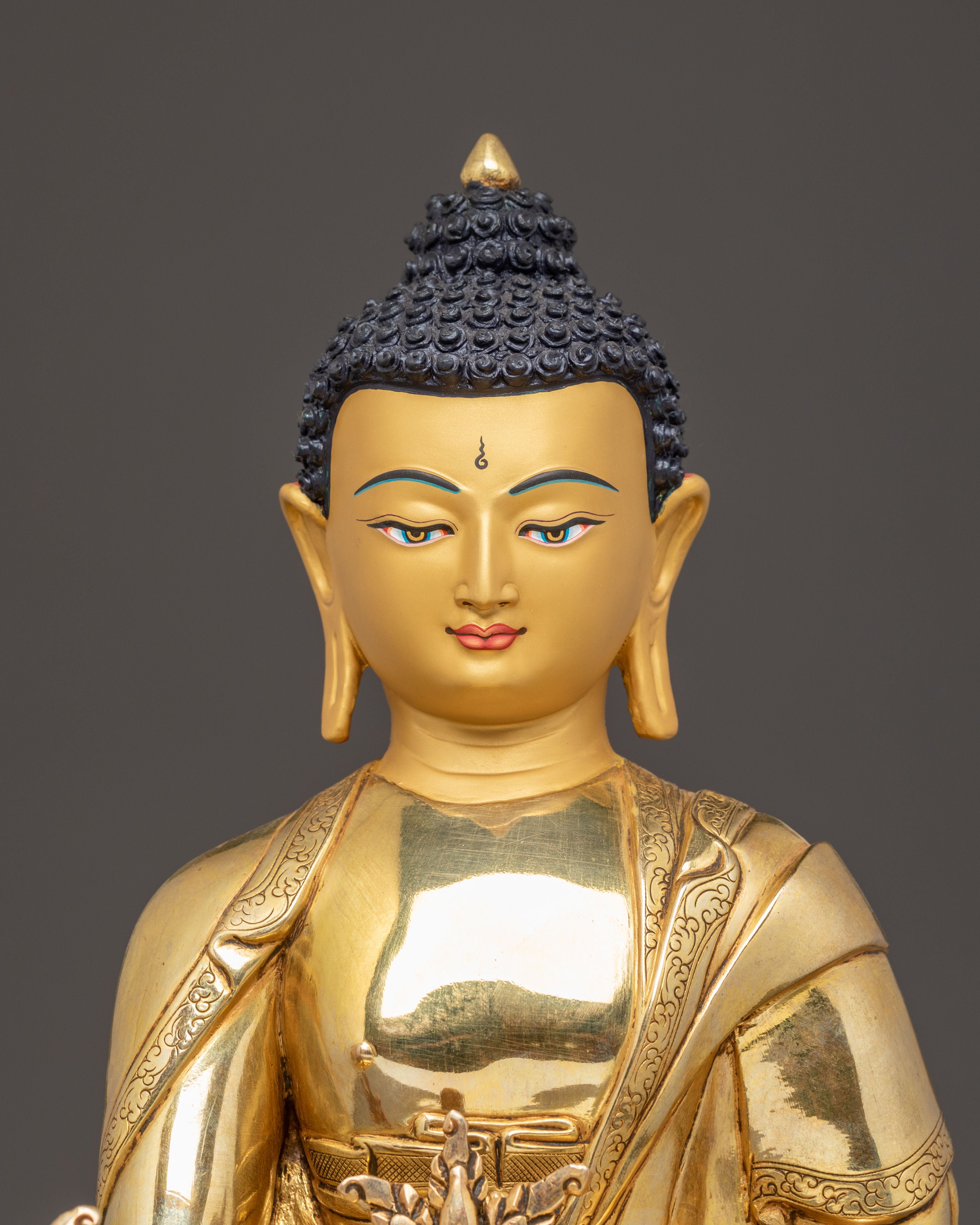 Golden Medicine Buddha Handcrafted Statue | 24K Gold Gilded Figure