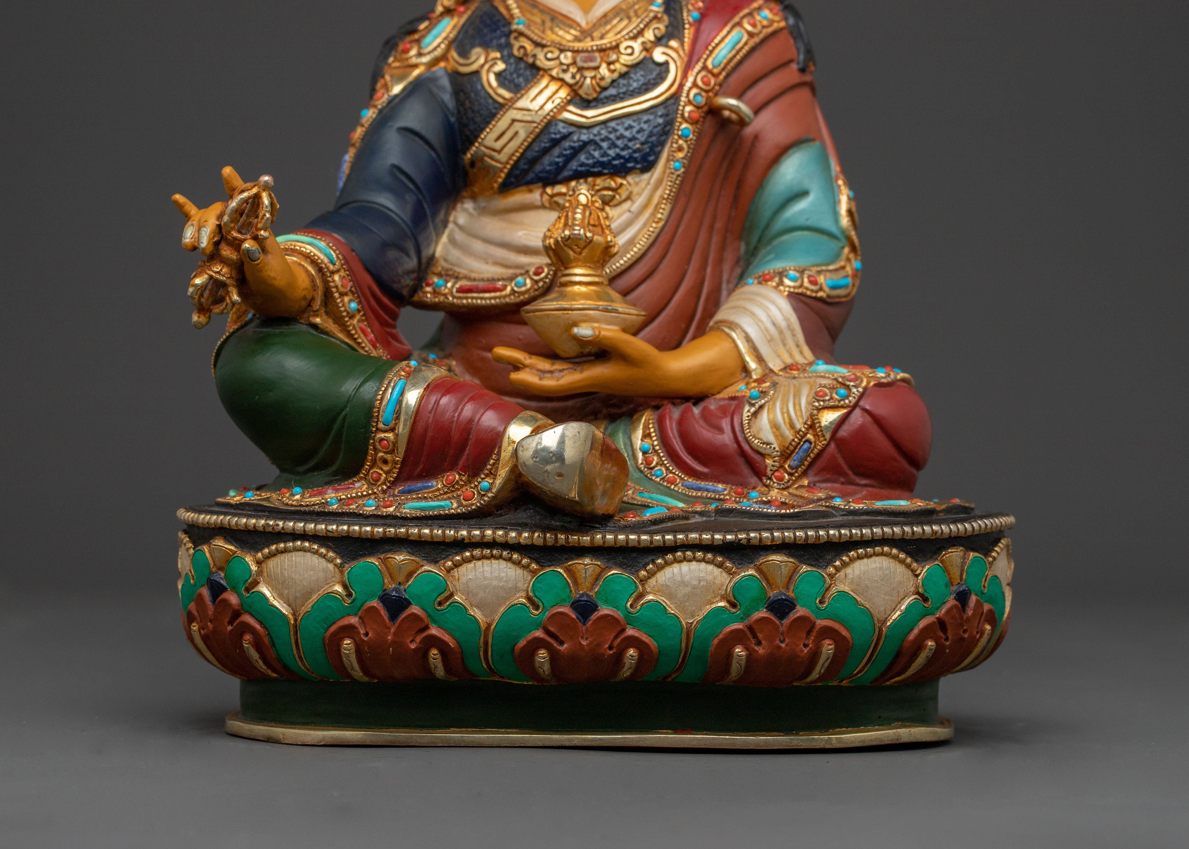 24K Gold Gilded Guru Rinpoche Sacred Statue - Serene Masterpiece