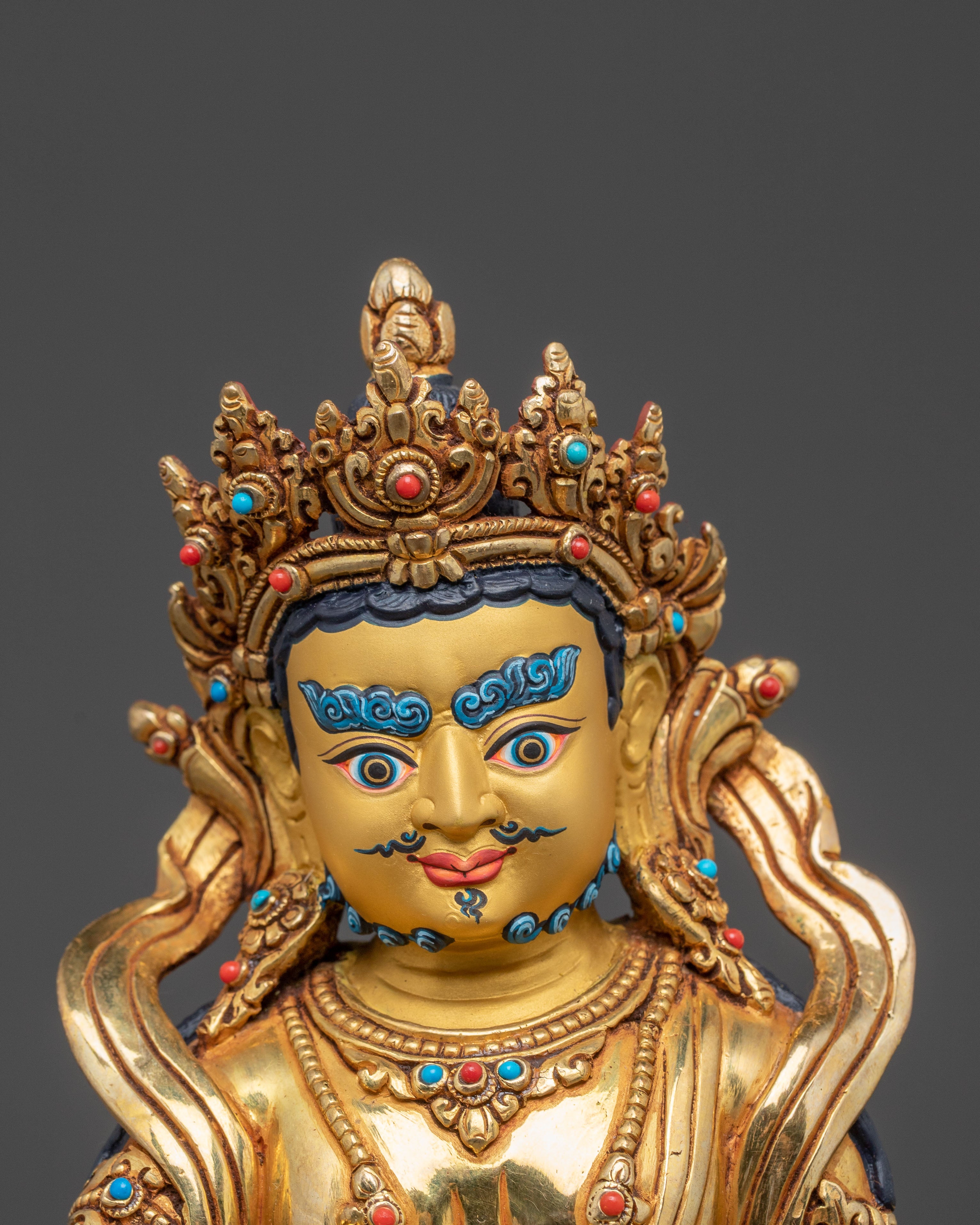 24K Gold Glided Kuber Dzambhala Statue | Traditional Tibetan Icon