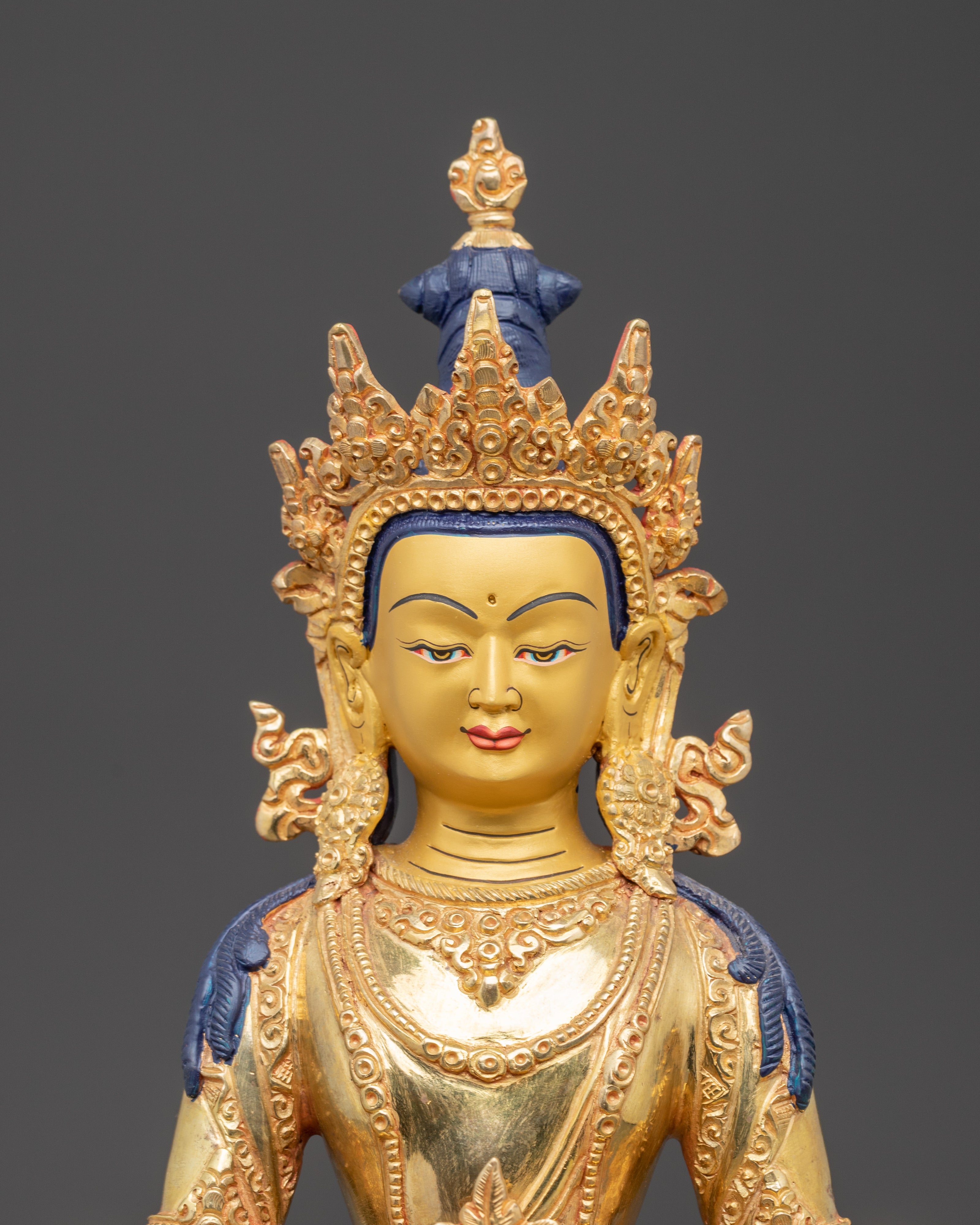 Handcrafted Nepalese Amitayus Golden Statue | Symbol of Longevity