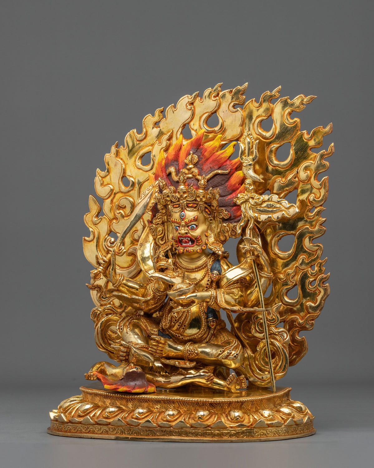 Four Armed Mahakala Statue | 34cm Copper Sculpture