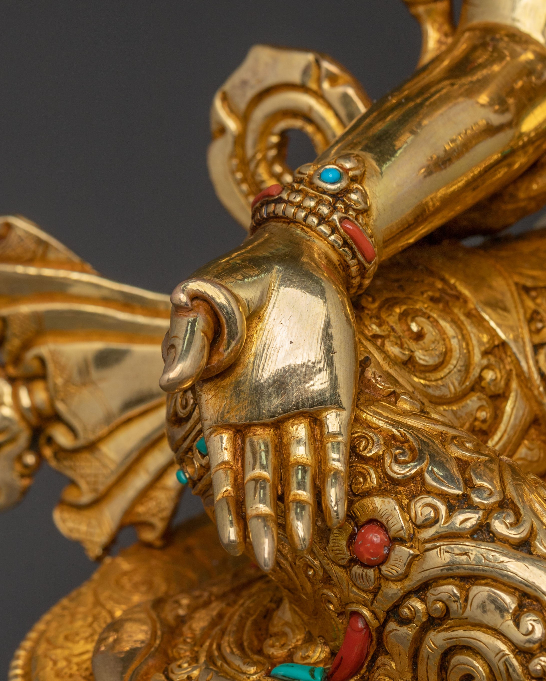 Green Tara Statue for Rituals | 24K Gold Gilded Icon