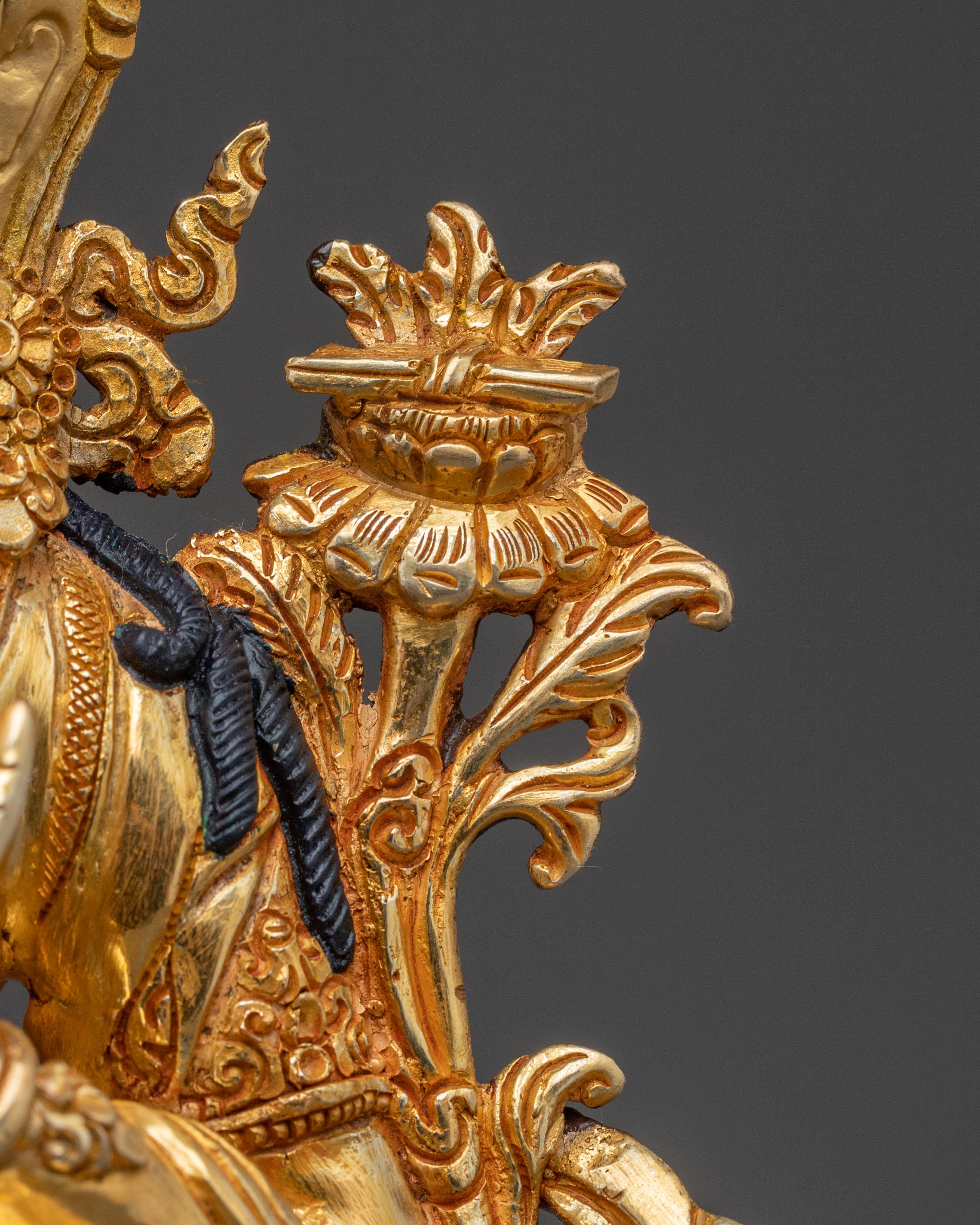 Gold Electroplated Manjushri Sculpture: Radiant Wisdom Artistry