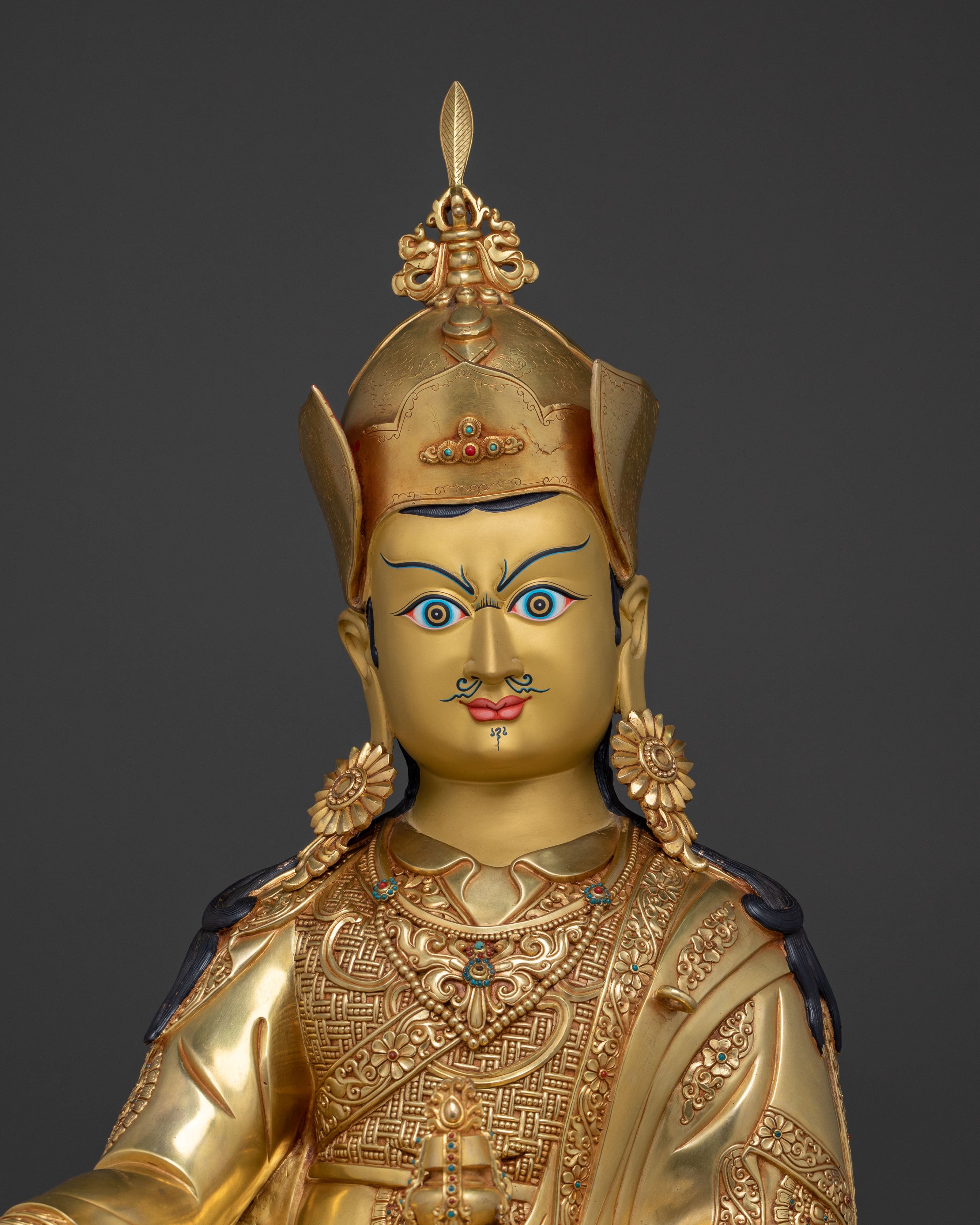 Guru Rinpoche Sacred Lotus Statue | 24K Gold Gilded