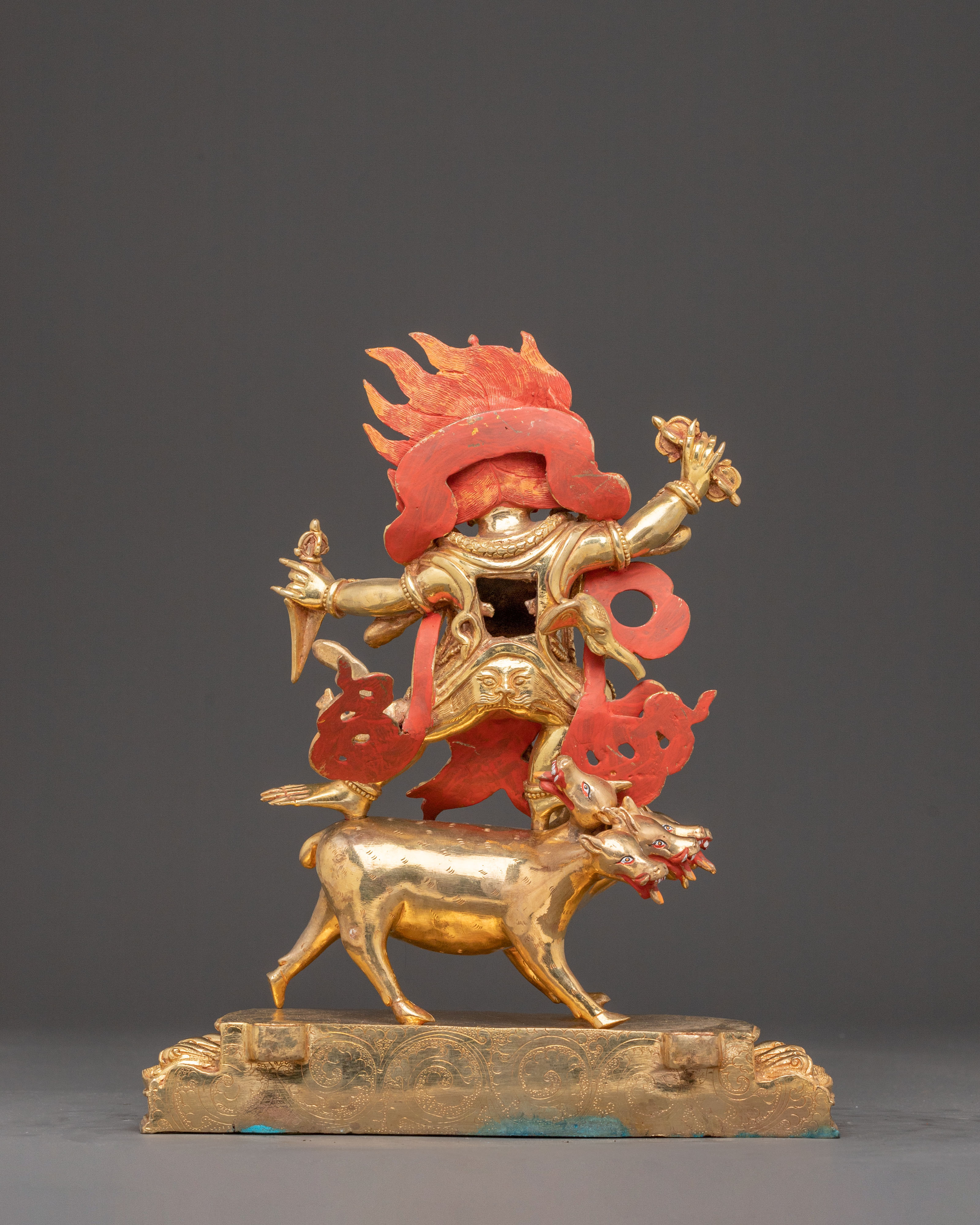 Handmade Dorje Gotrab Golden Statue | Tibetan Buddhist Deity