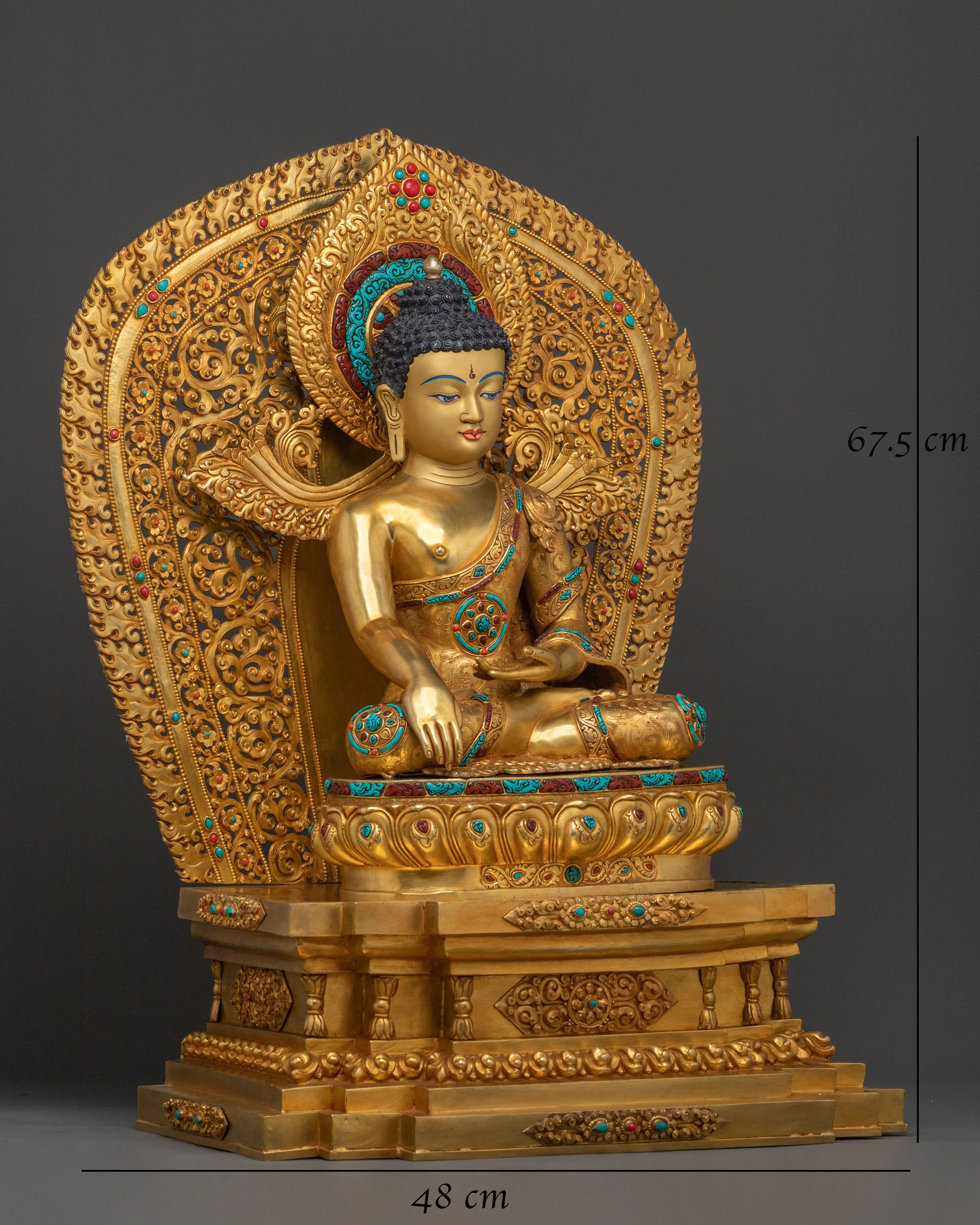 Shakyamuni Buddha Statue On Throne | Home Decor