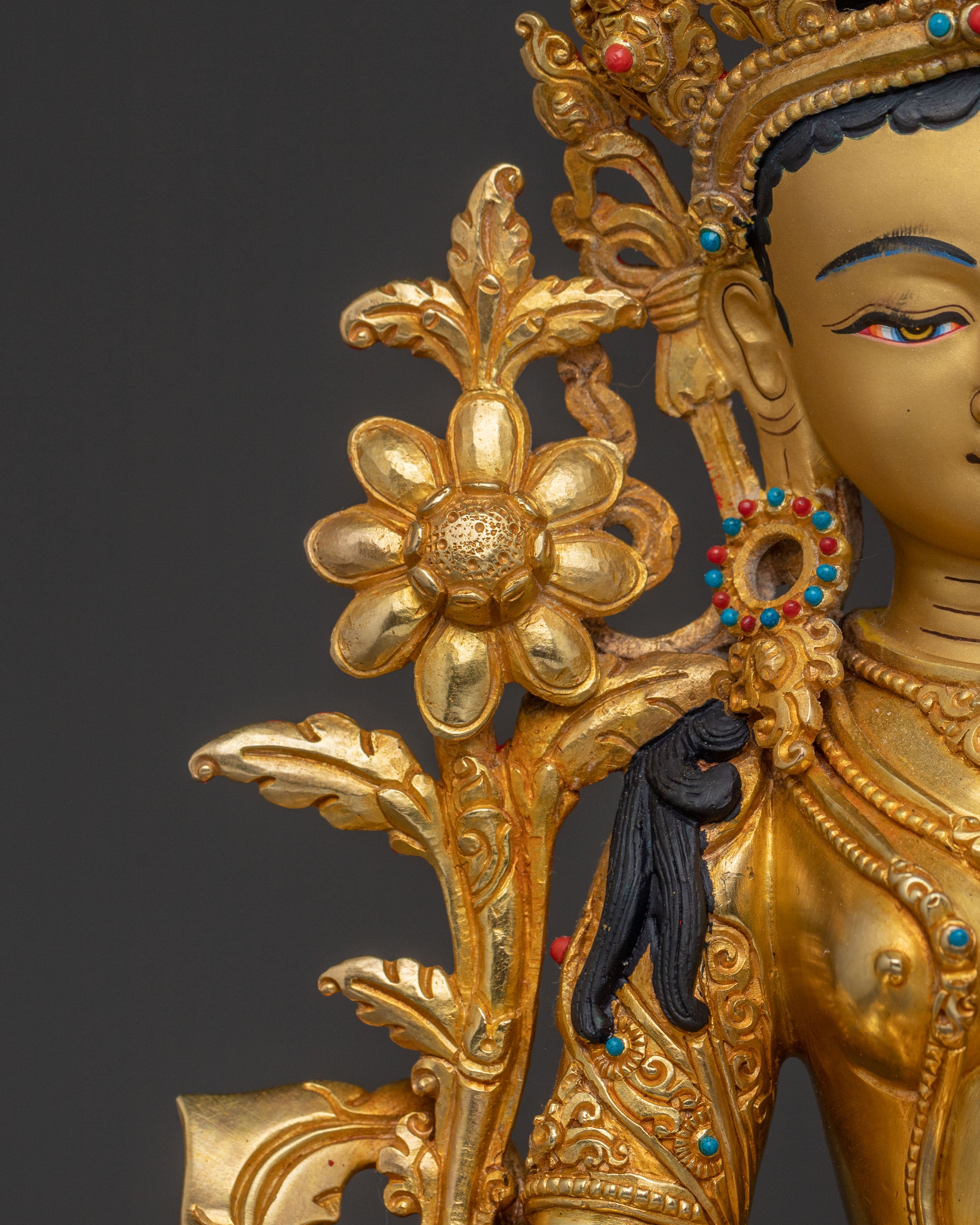 Green Tara Sacred Blessing Statue - Handcrafted 24K Gilded