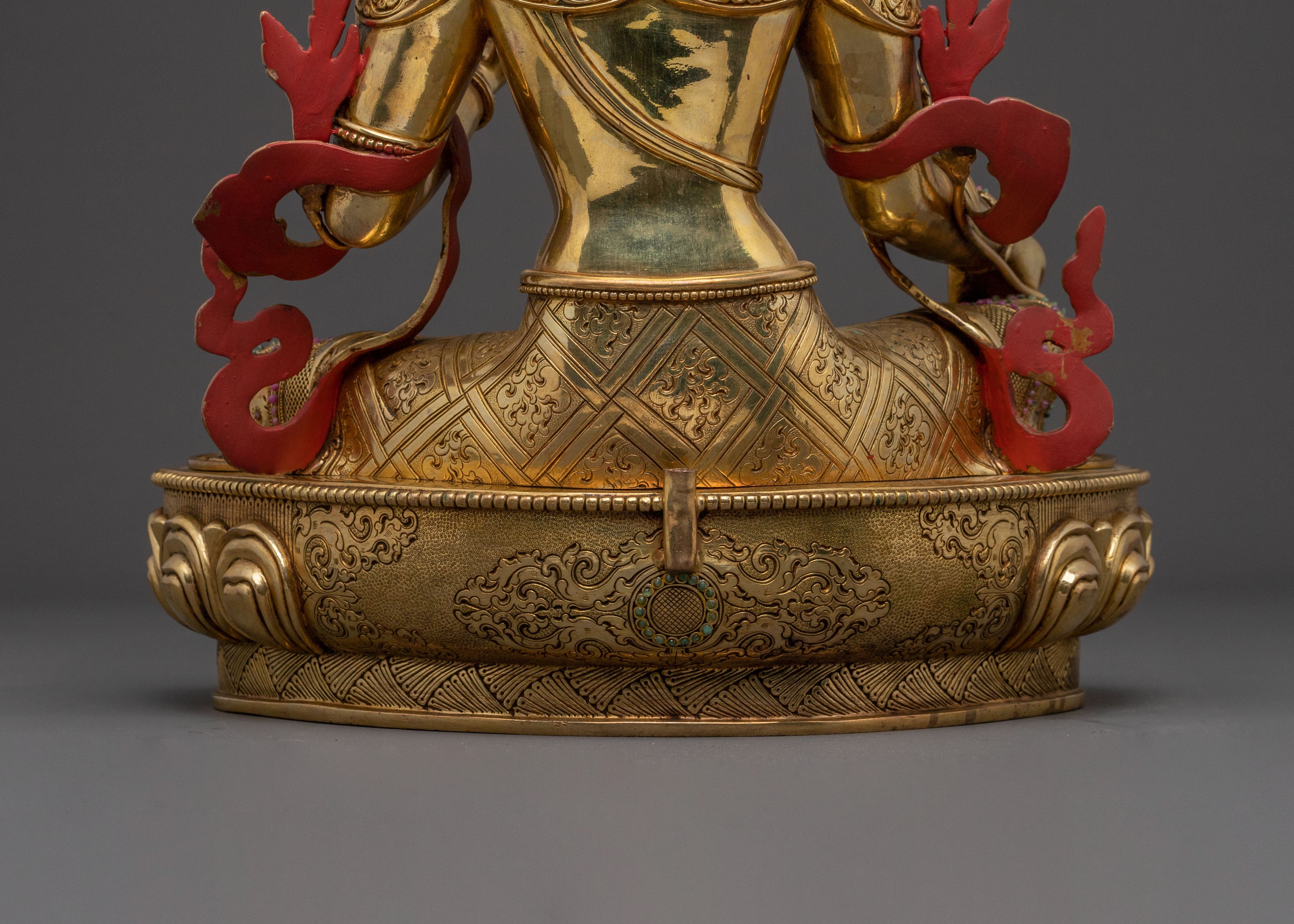 Sacred Statue of Green Tara: Exquisite 24K Gold Gilded