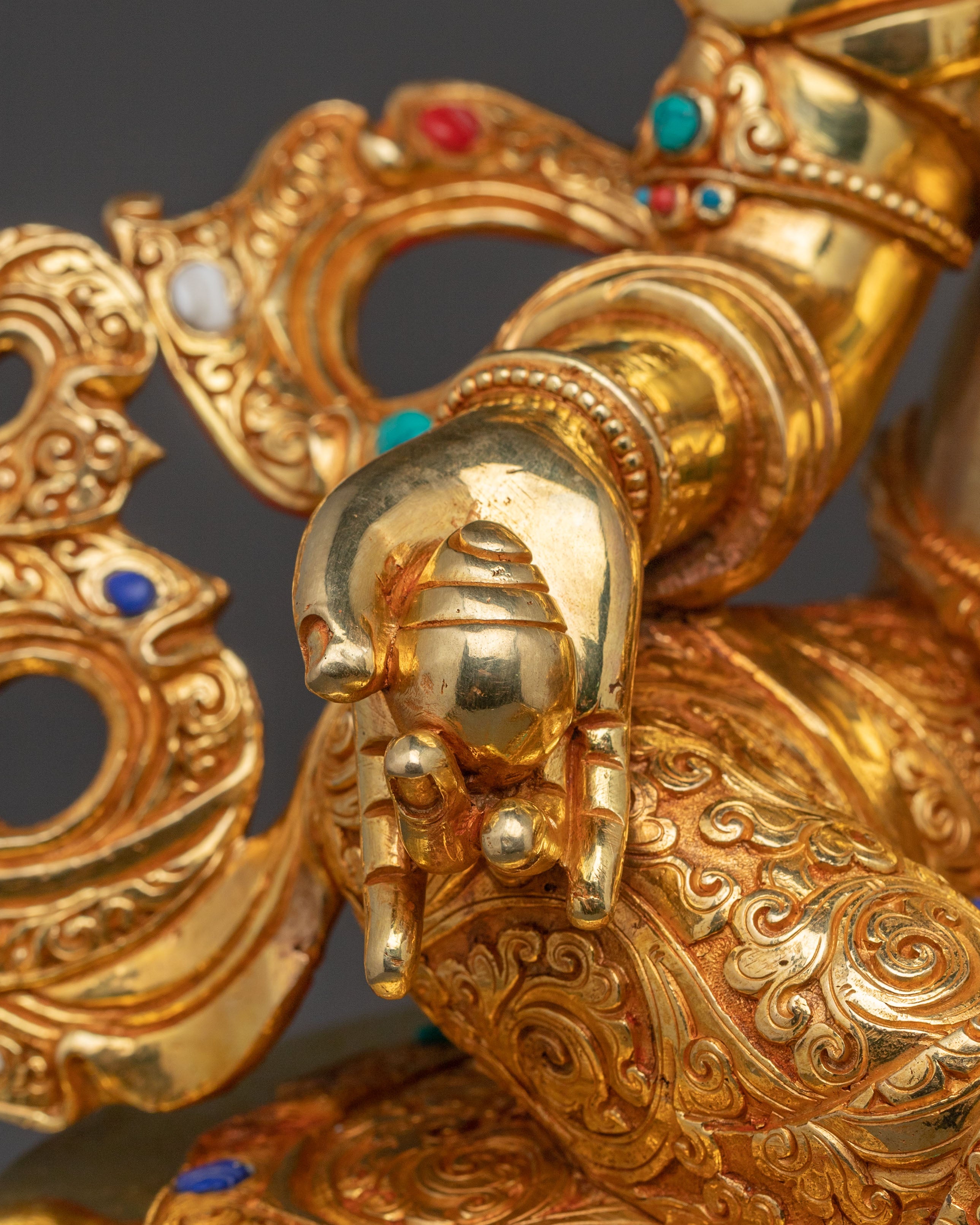 Dzambhala Tibetan Golden Statue: Auspicious Copper Sculpture