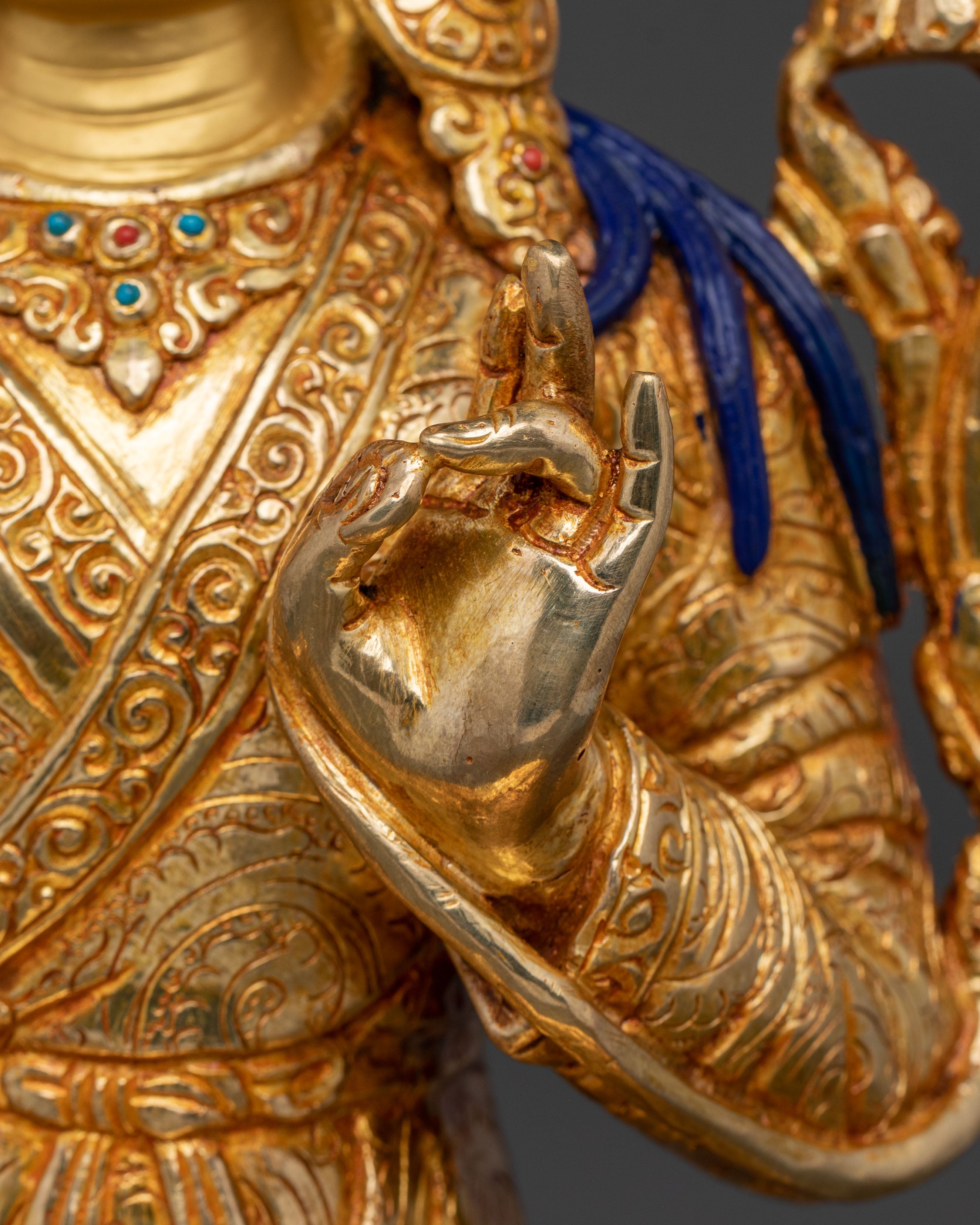 Majestic Yuthok Yonten Gonpo Sculpture | 24K Gold Gilded