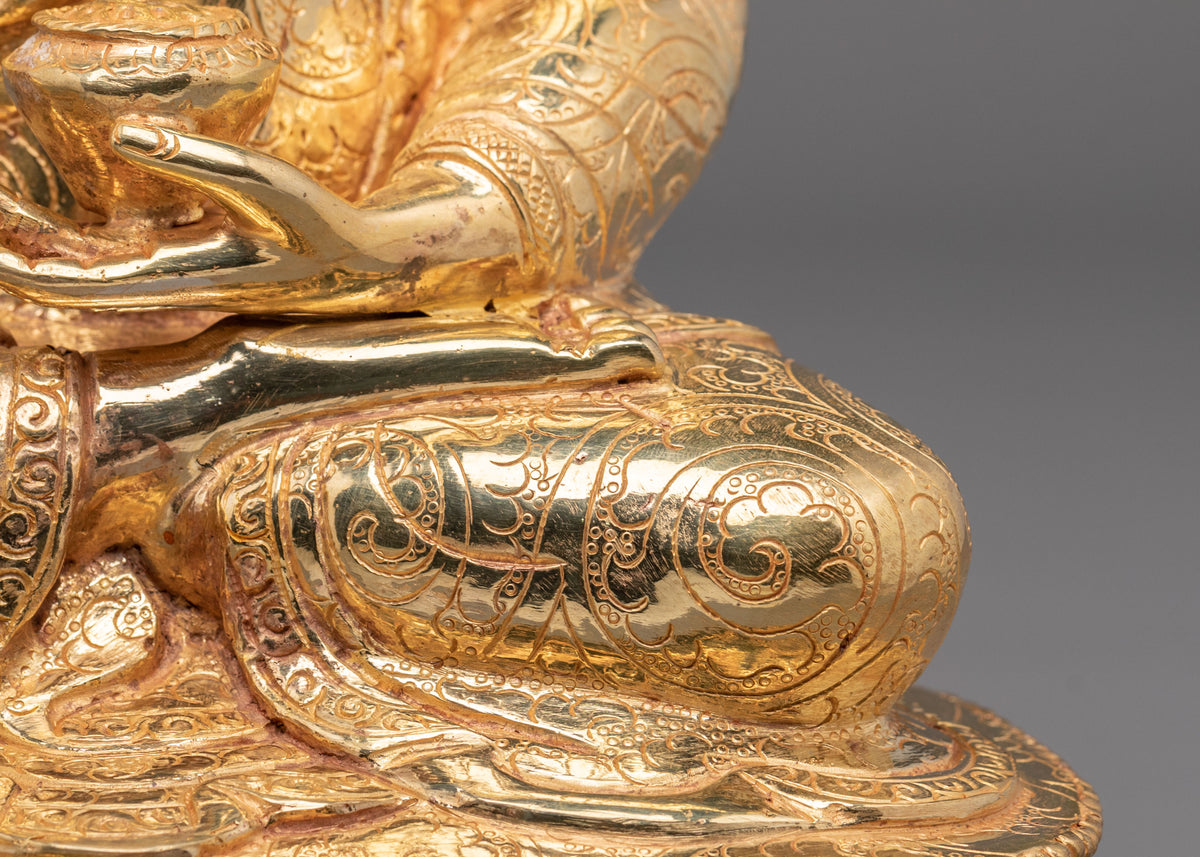 Hand Carved Shakyamuni Buddha Statue with Copper Body