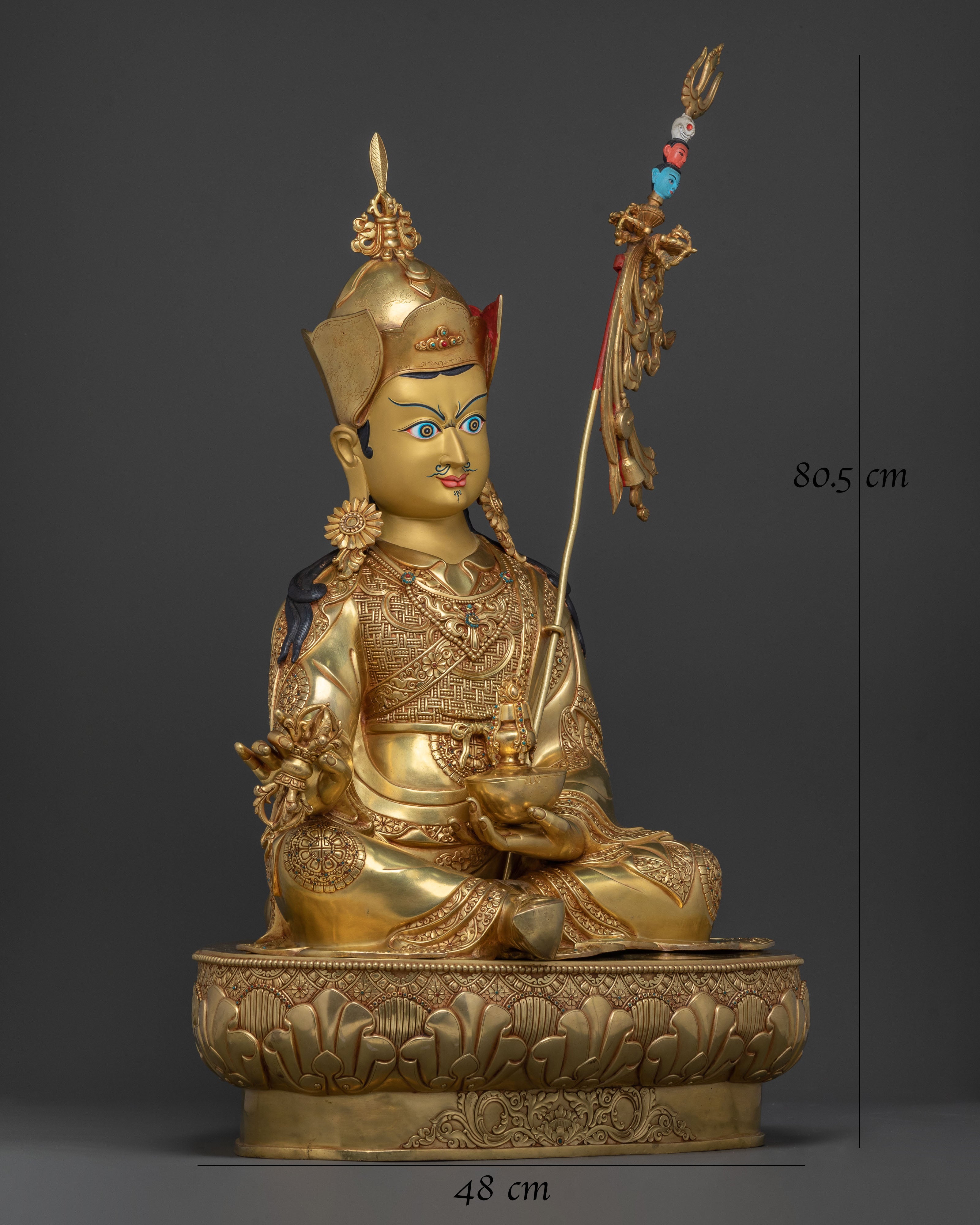 Guru Rinpoche Sacred Lotus Statue | 24K Gold Gilded