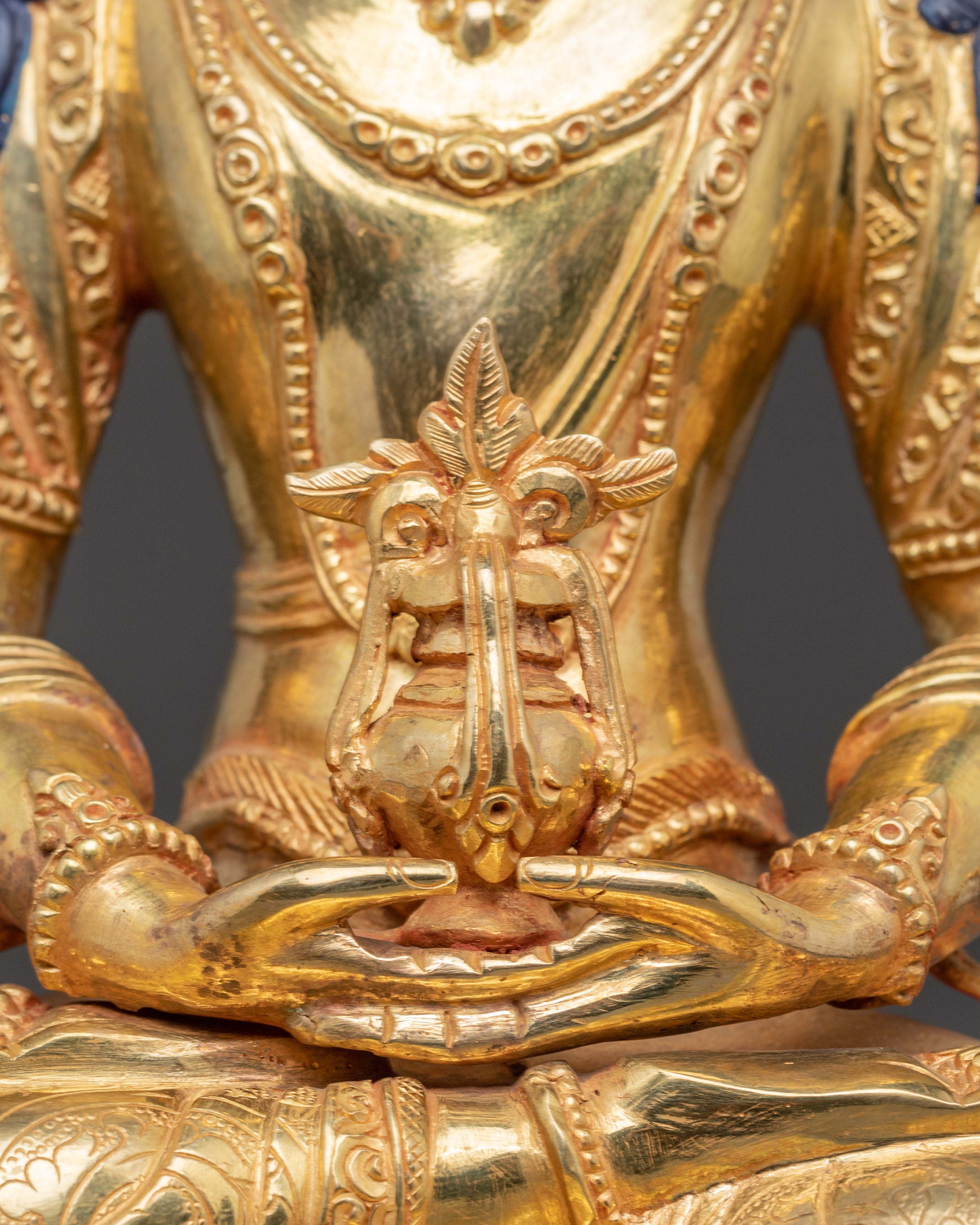 Handcrafted Nepalese Amitayus Golden Statue | Symbol of Longevity
