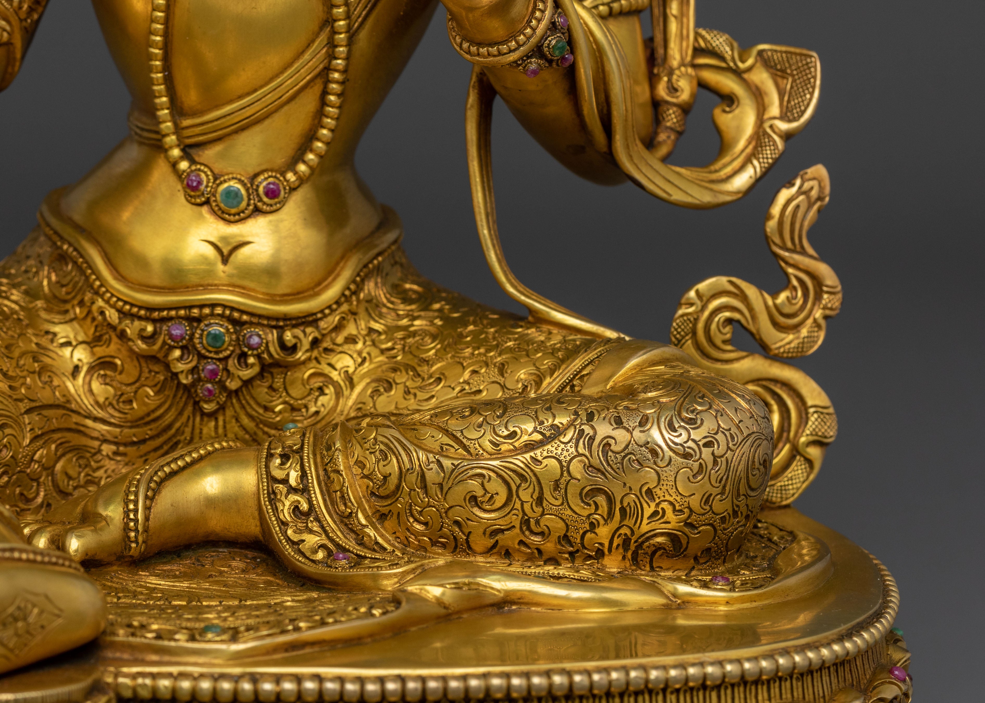 Green Tara 24K Gold Gilded Statue | Mother of all Buddhas