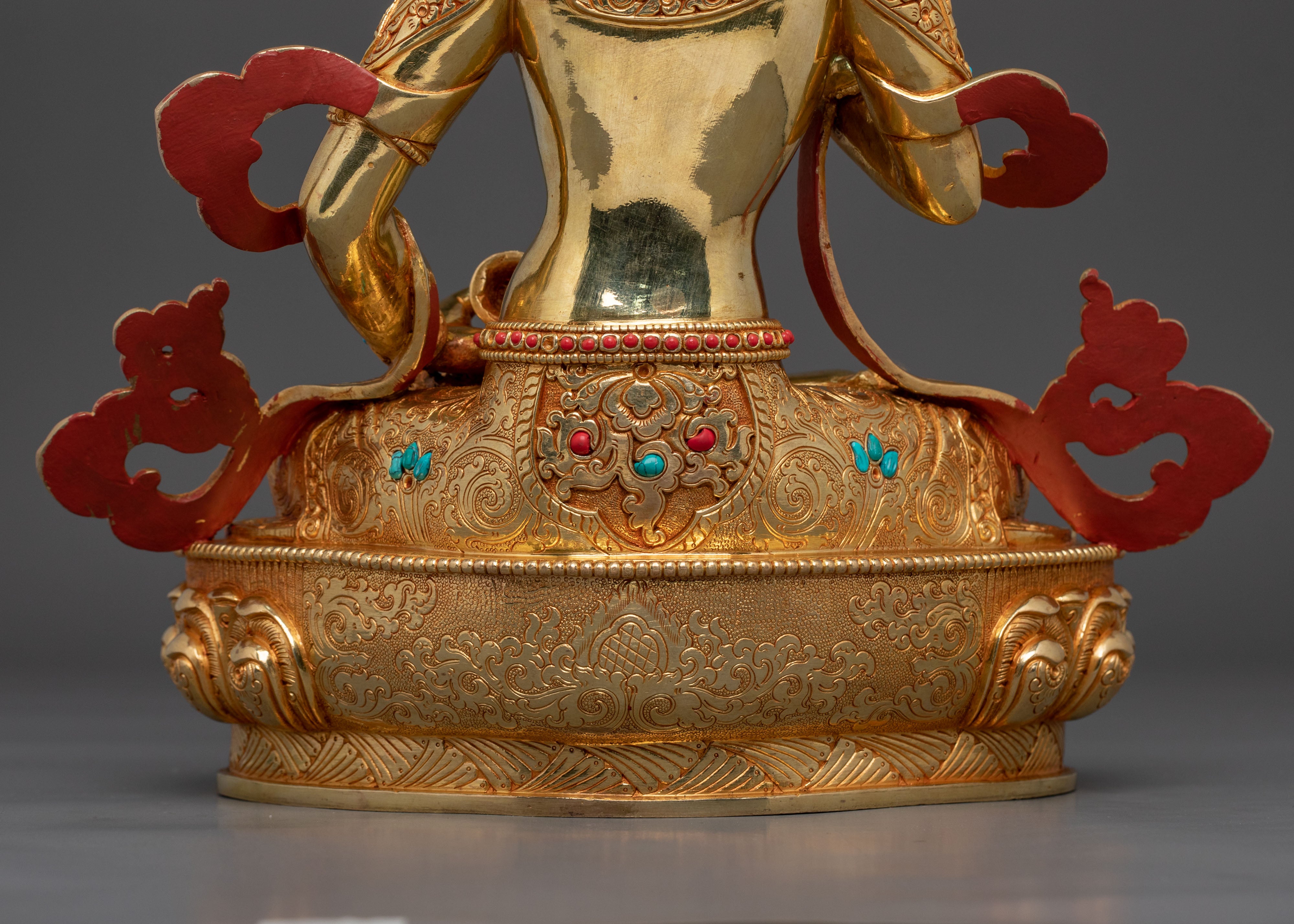 Vajrasattva Vajrayana Practice Sculpture in Gleaming Gold