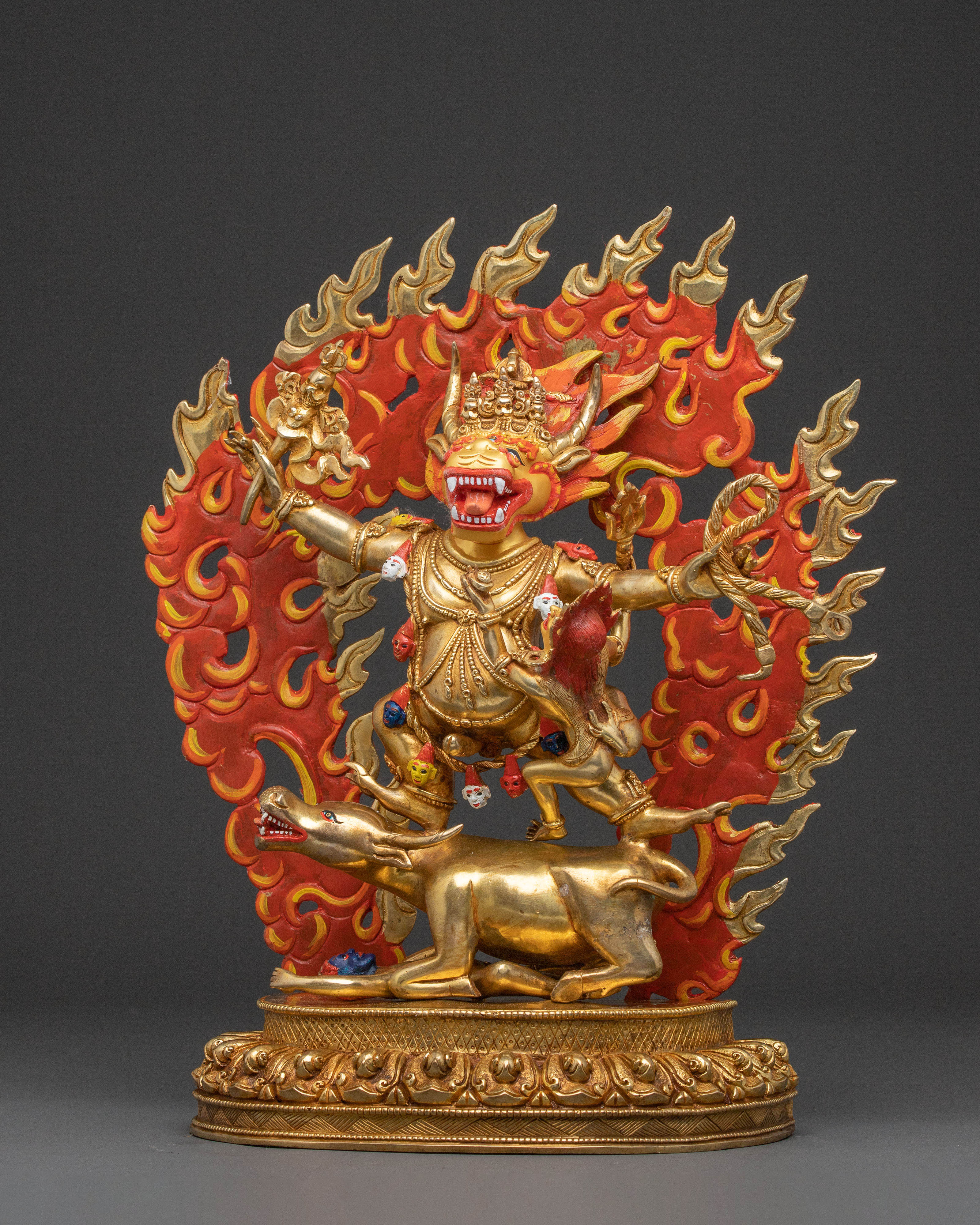 Yama Dharmaraja 24k Gold Gilded Statue | Copper Body