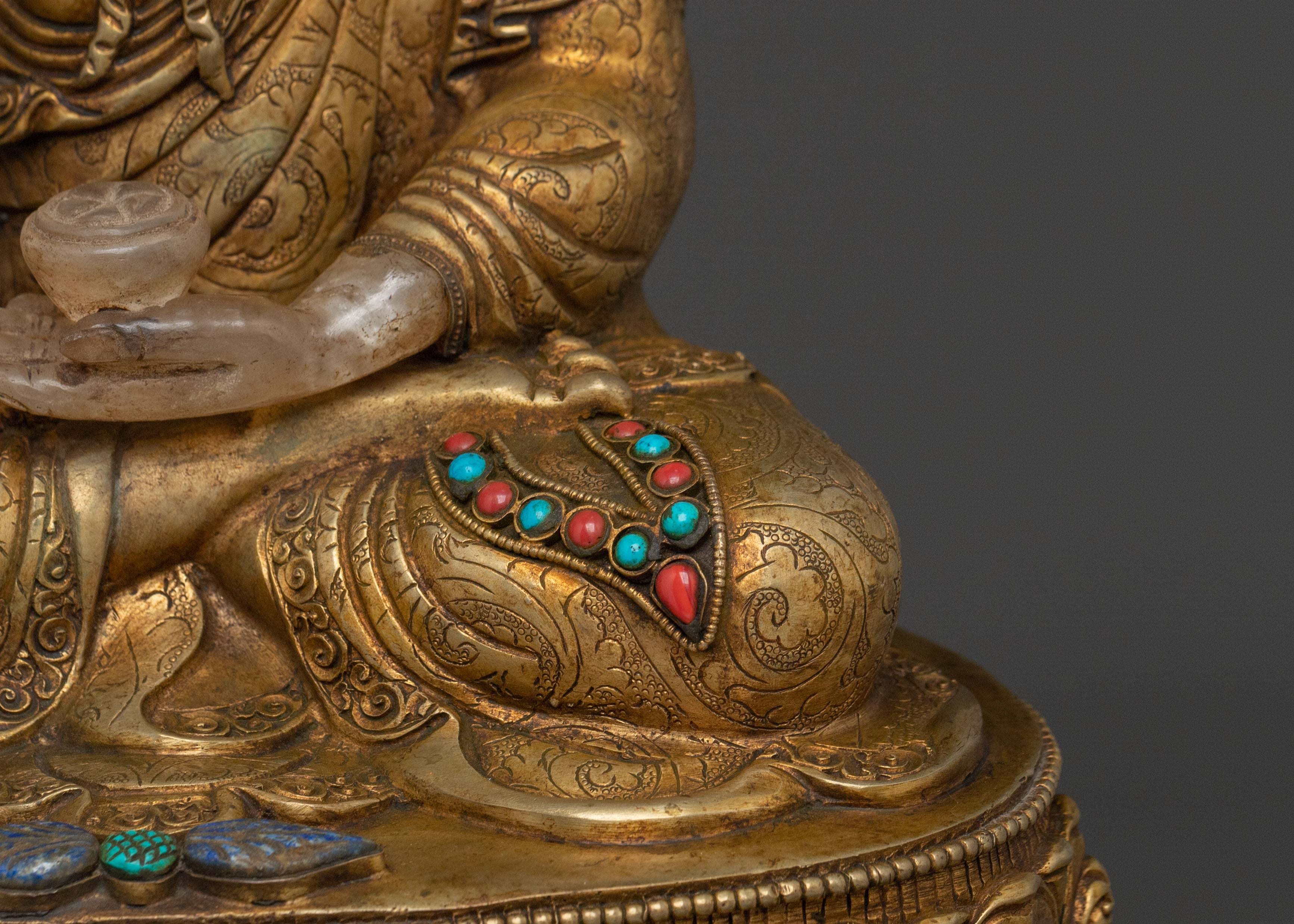Shakyamuni Buddha On Throne Handcrafted Statue