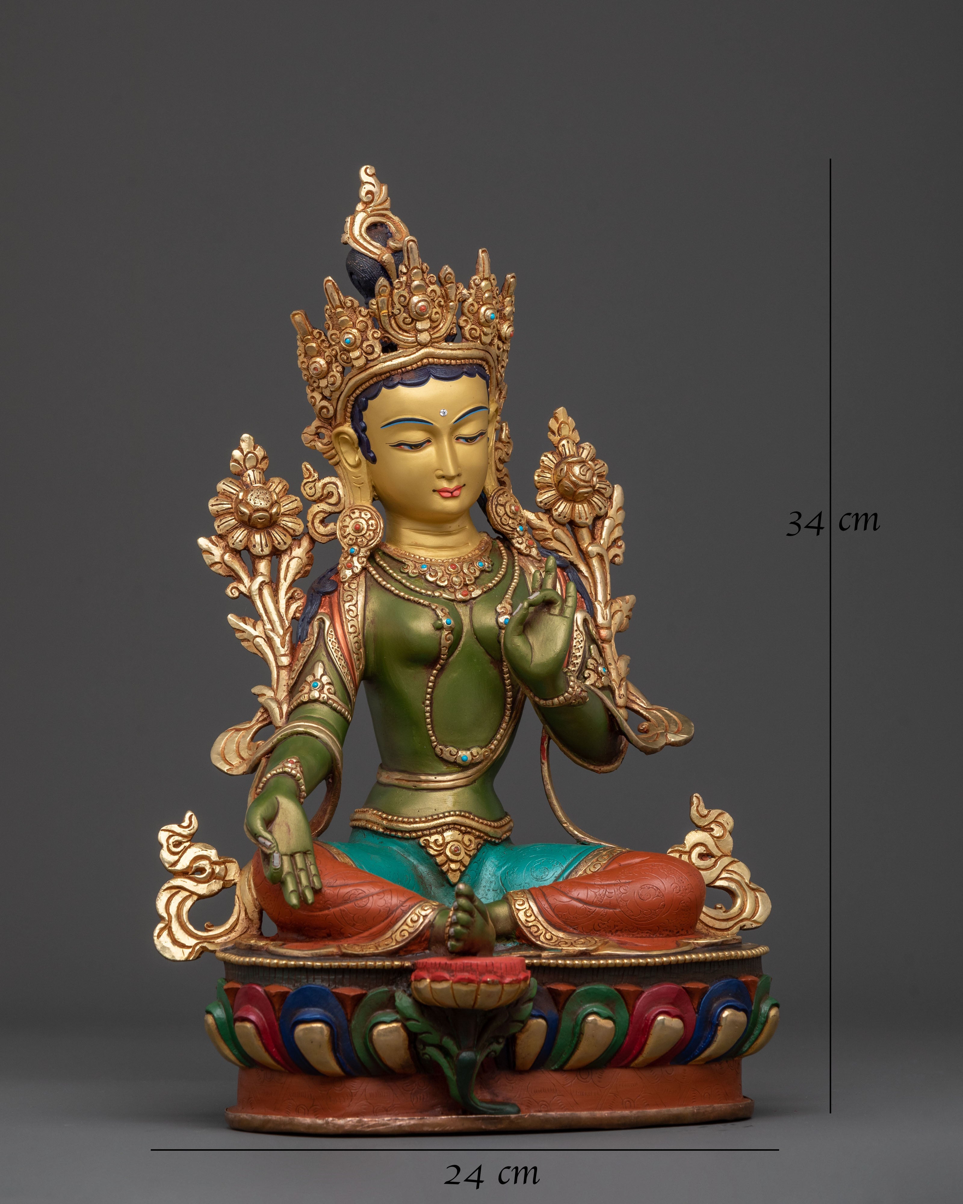 Handcrafted Green Tara Statue | Buddhist Icon