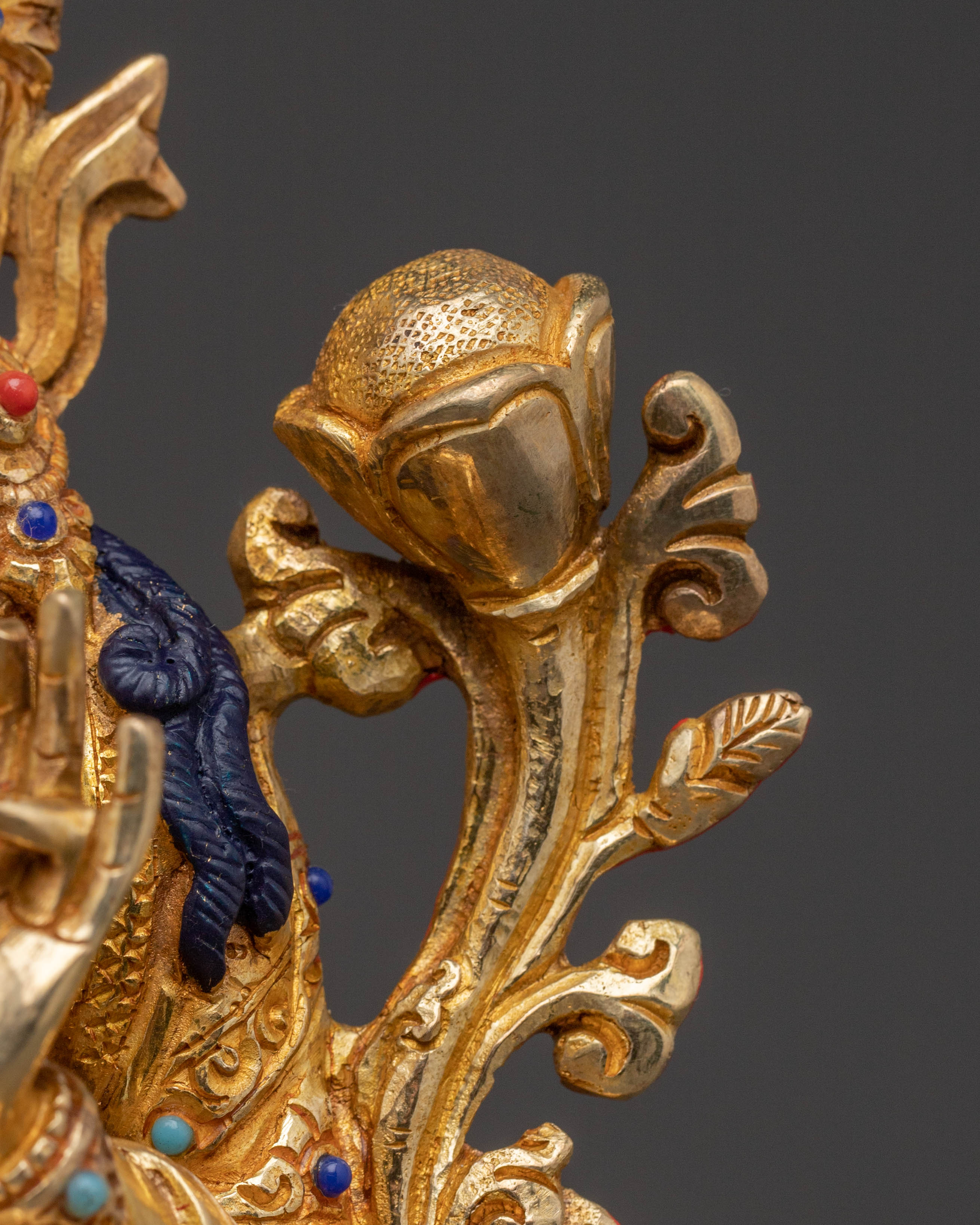 Golden Green Tara Statue for Sacred Spaces – Hand-Gilded Copper Art