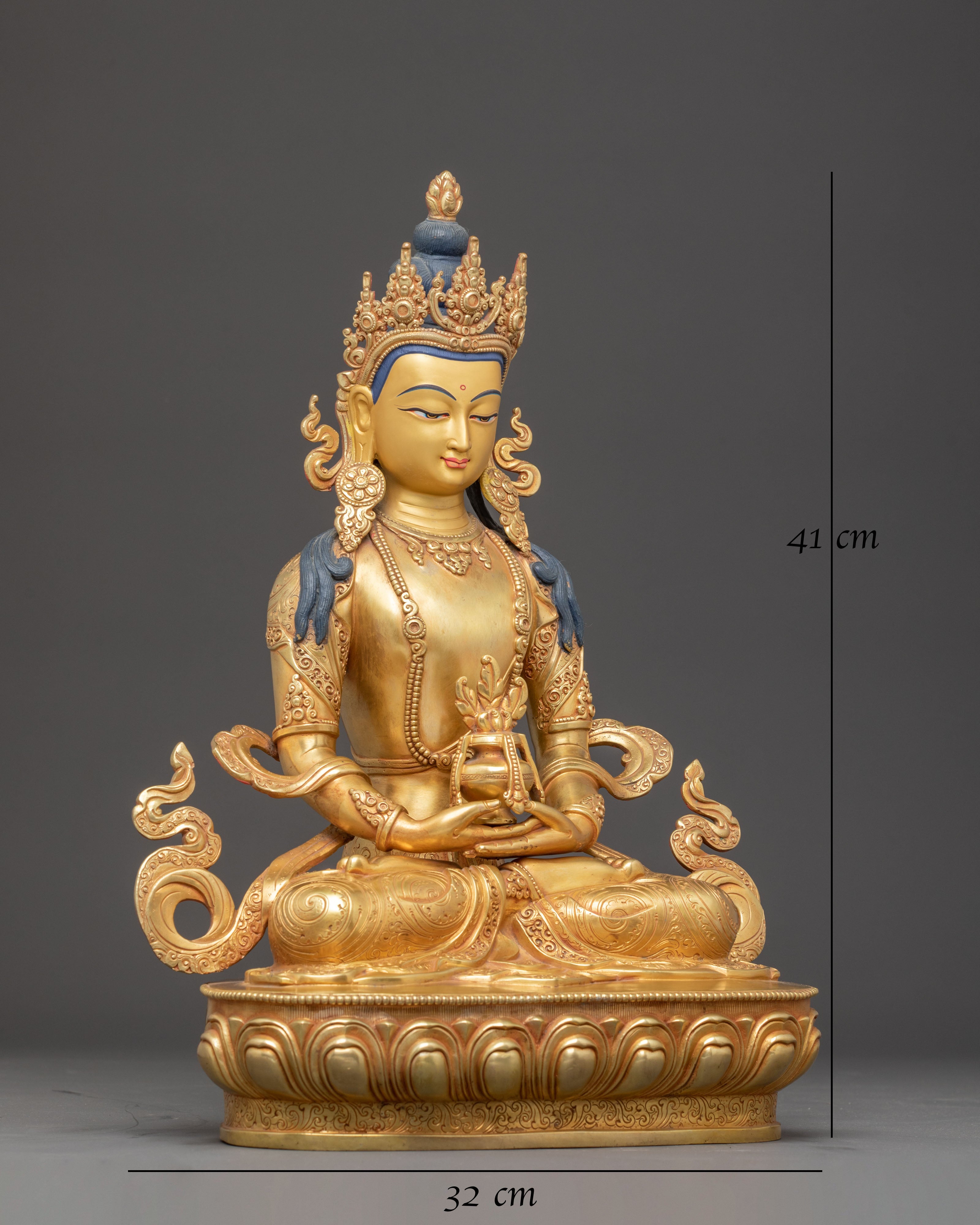 Golden Longevity Buddha Amitayus Statue | Traditional Himalayan Art