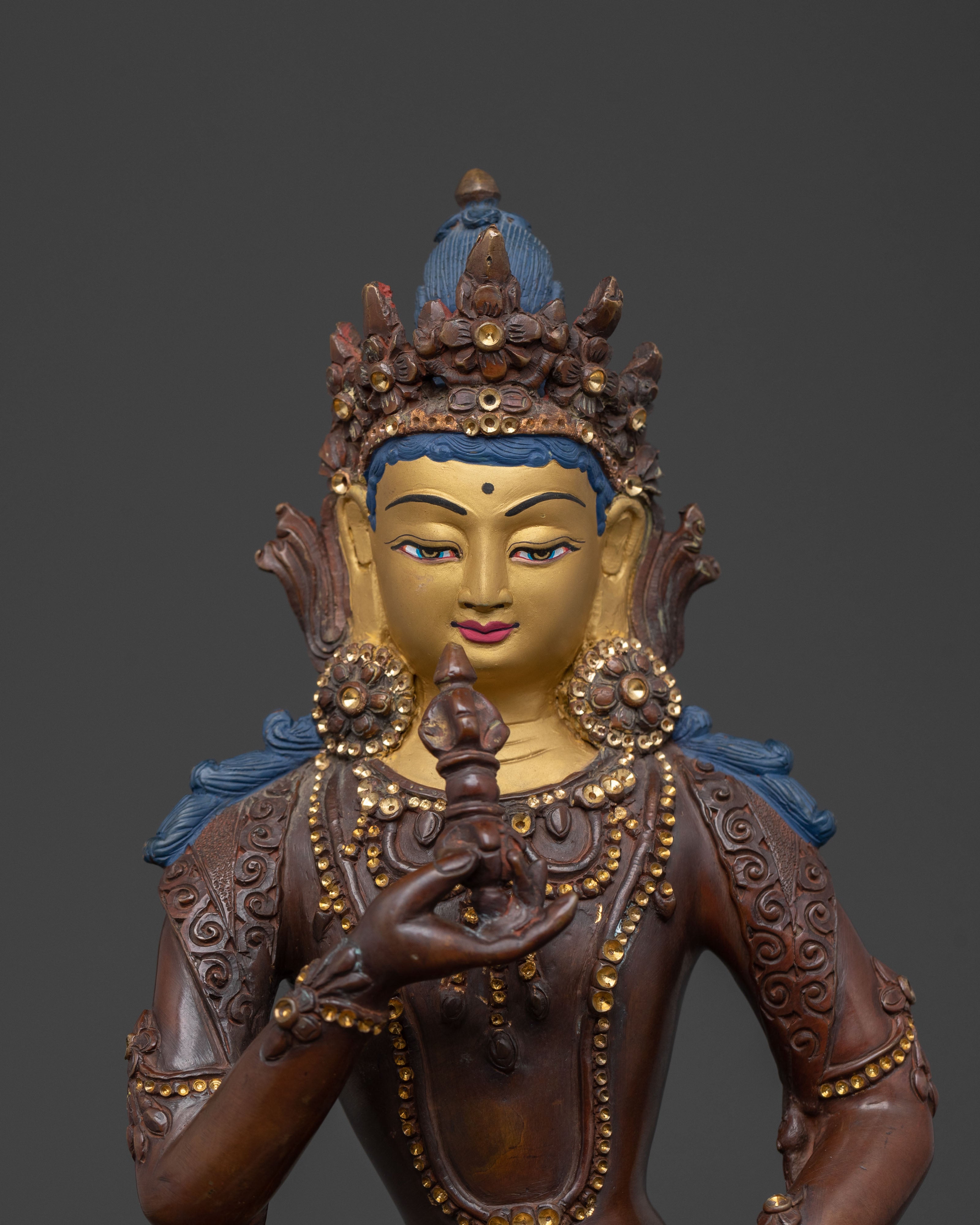 Vajrasattva Handcrafted Golden Statue: Buddha of Purification