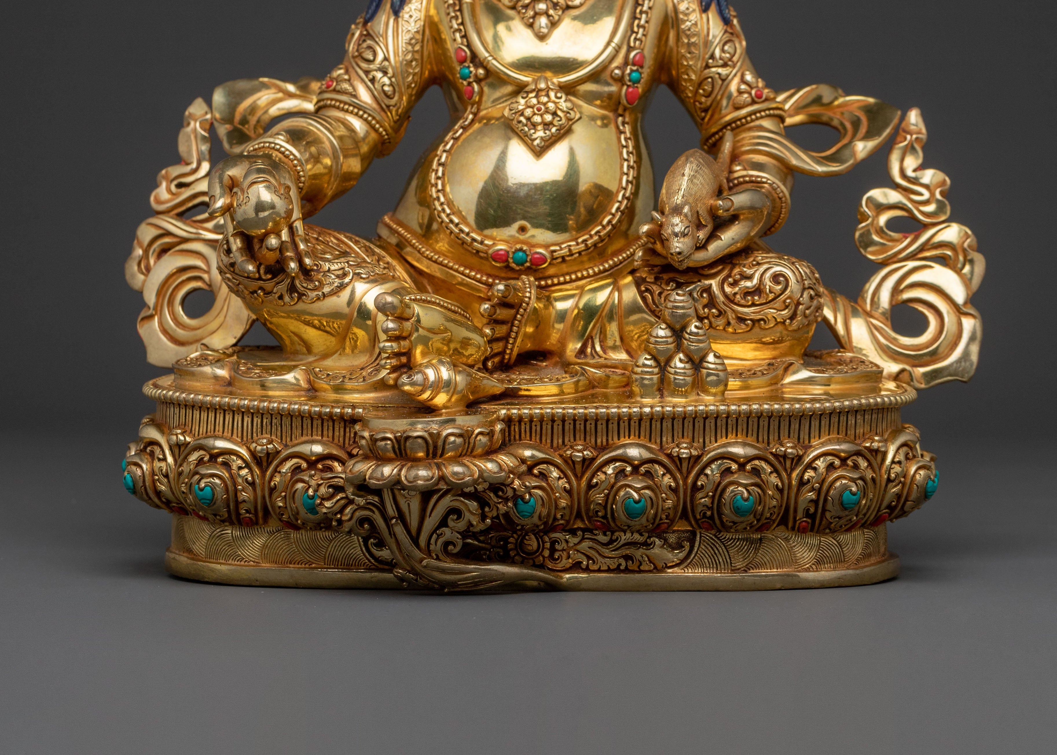 Prosperous Dzambhala Wealth Statue – Gilded Masterpiece